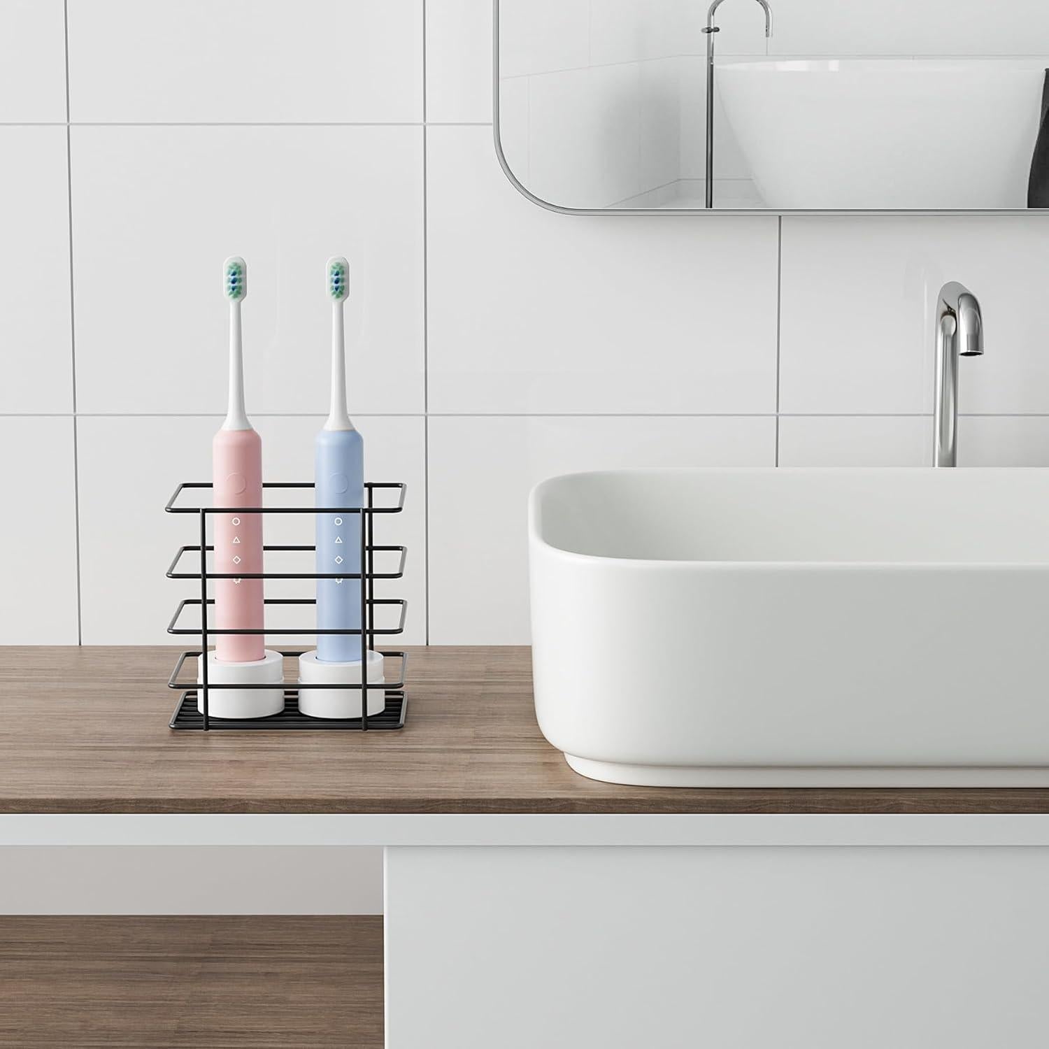 Soporte de Cepillos de Dientes Eléctricos Oasiteege Negro Montado en Pared