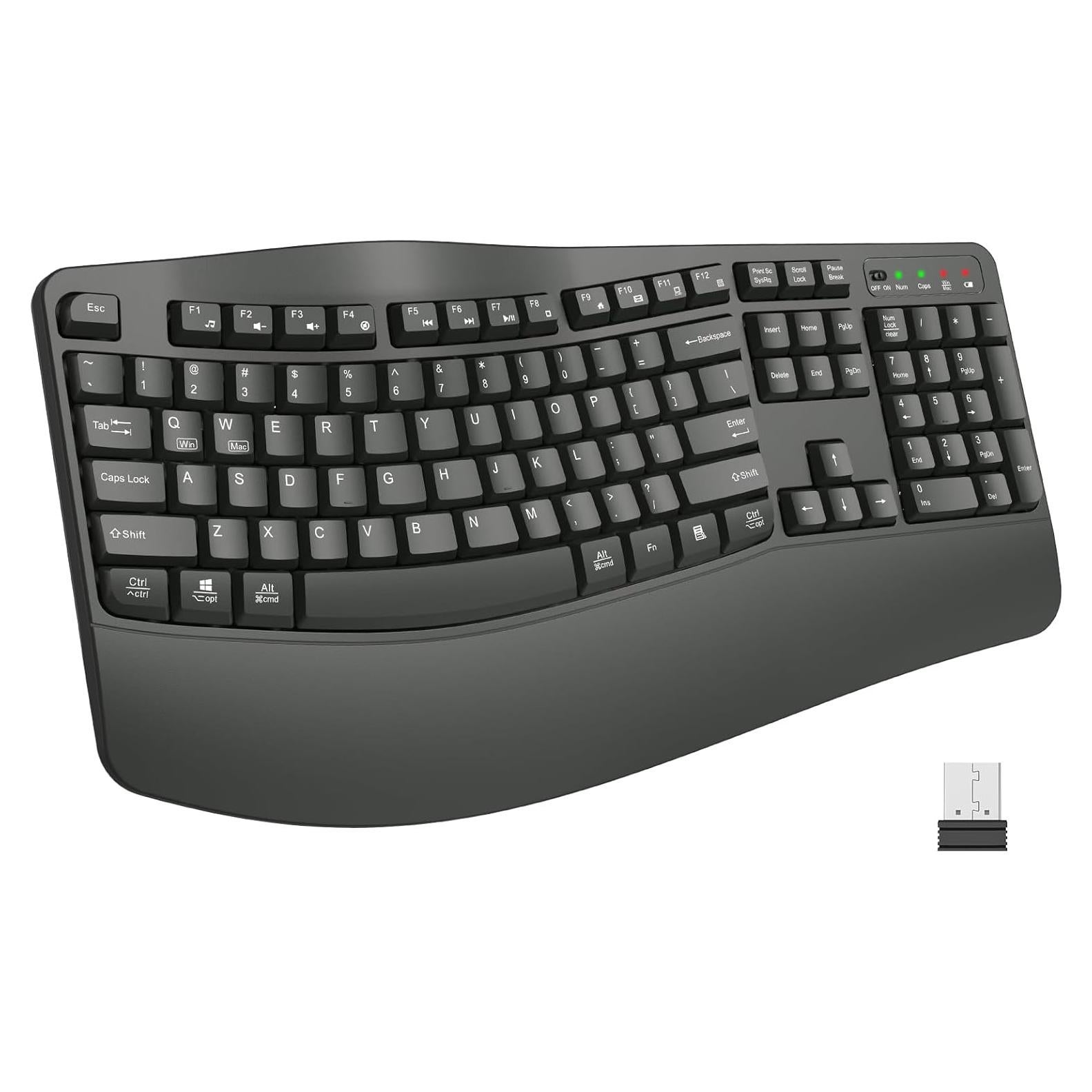 Teclado Inalámbrico Ergonómico EDJO K399 para Manos Grandes