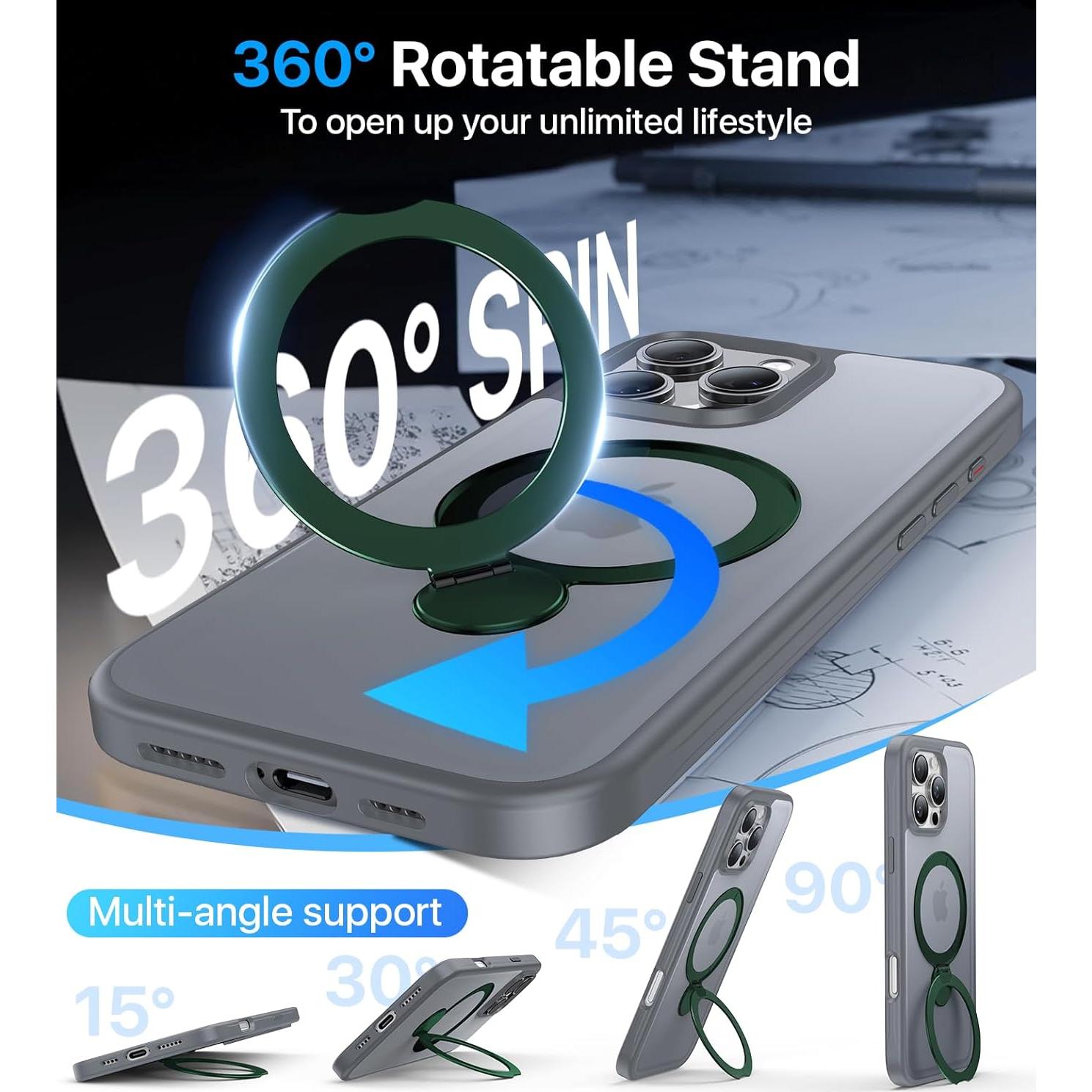 Funda Magnética Aoyushan para iPhone 16 Pro con Soporte 360°