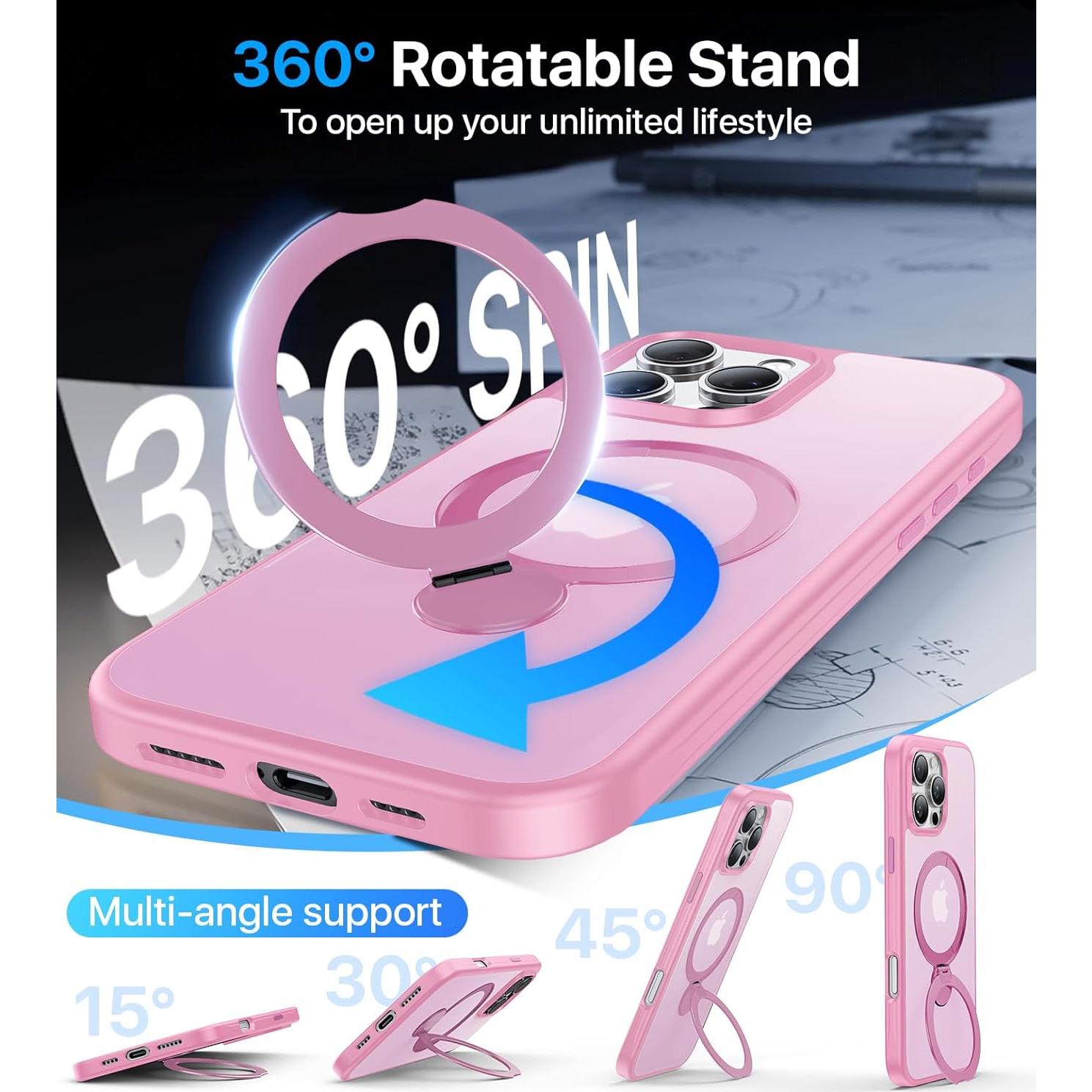 Funda Magnética Aoyushan para iPhone 16 Pro Rosa 360°