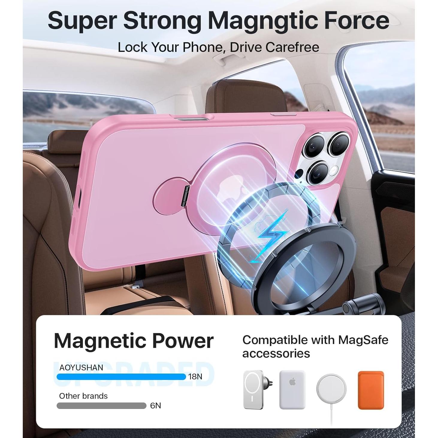 Funda Magnética Aoyushan para iPhone 16 Pro Rosa 360°