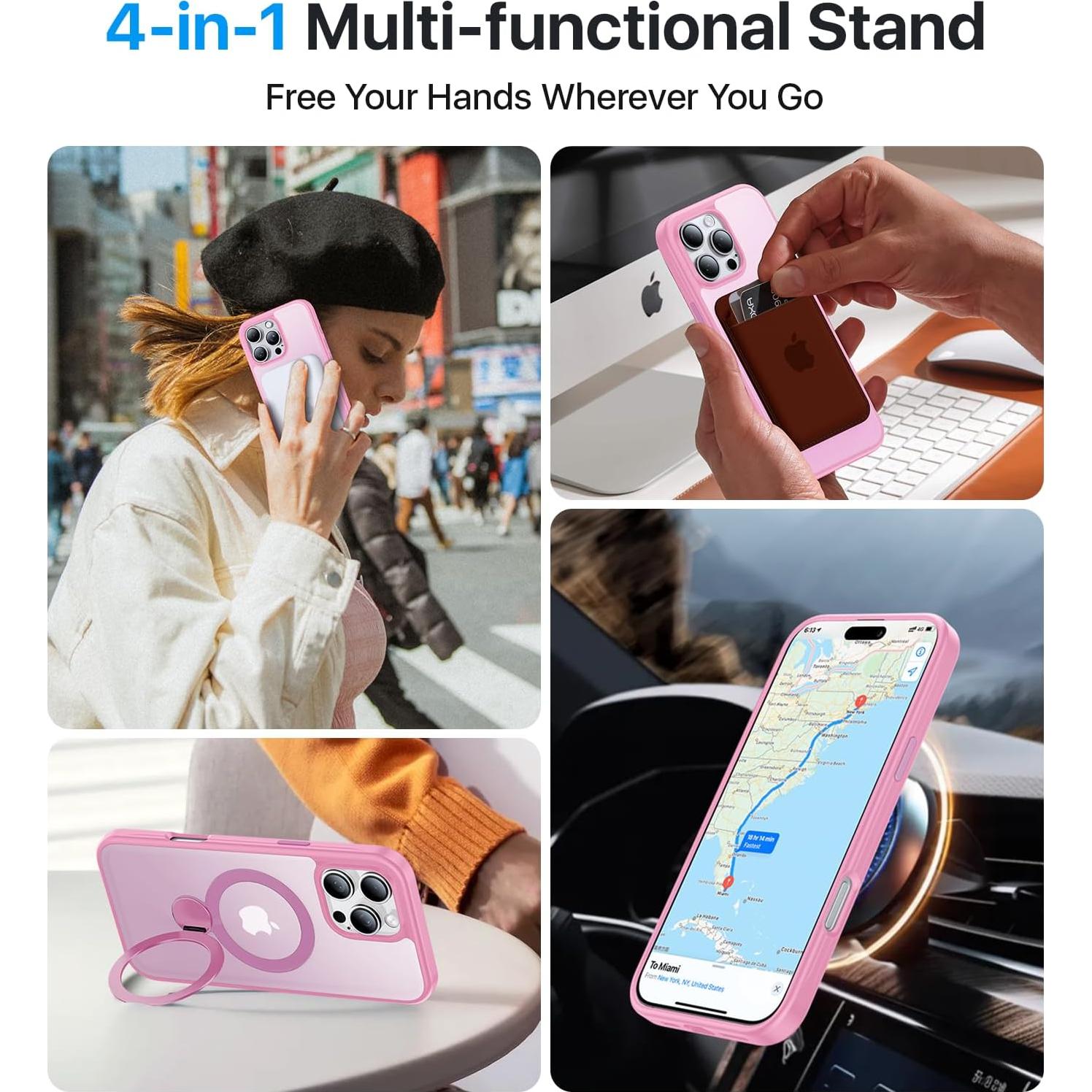 Funda Magnética Aoyushan para iPhone 16 Pro Rosa 360°