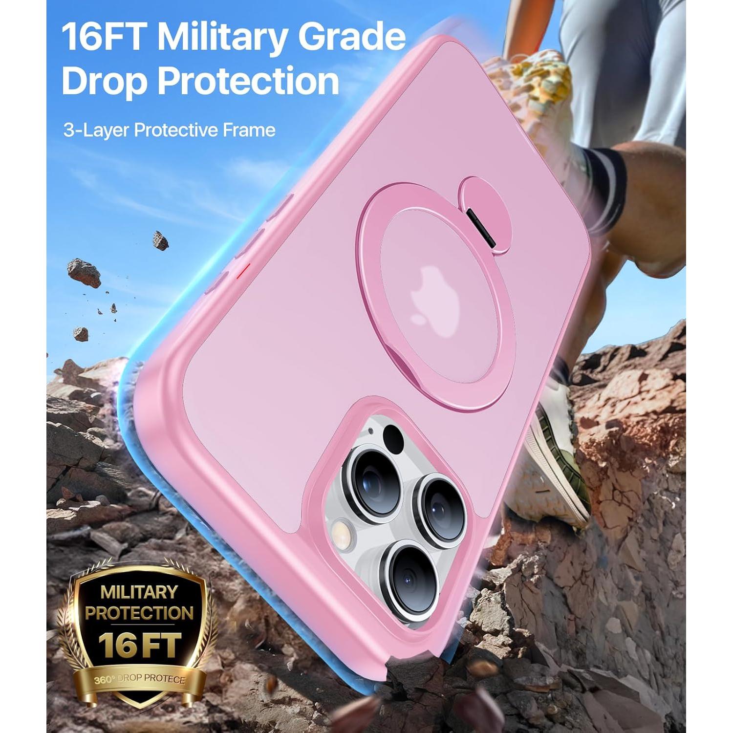 Funda Magnética Aoyushan para iPhone 16 Pro Rosa 360°