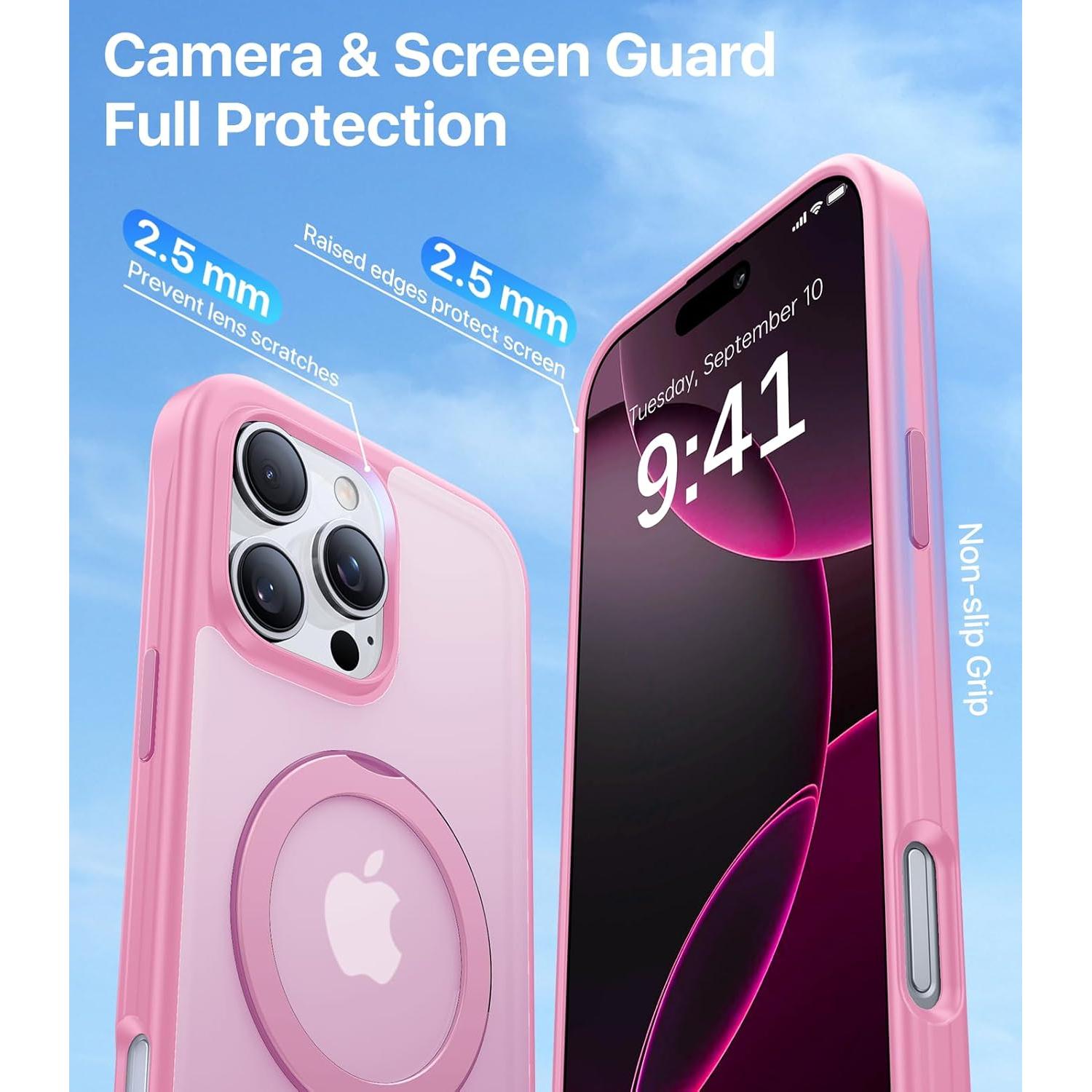 Funda Magnética Aoyushan para iPhone 16 Pro Rosa 360°