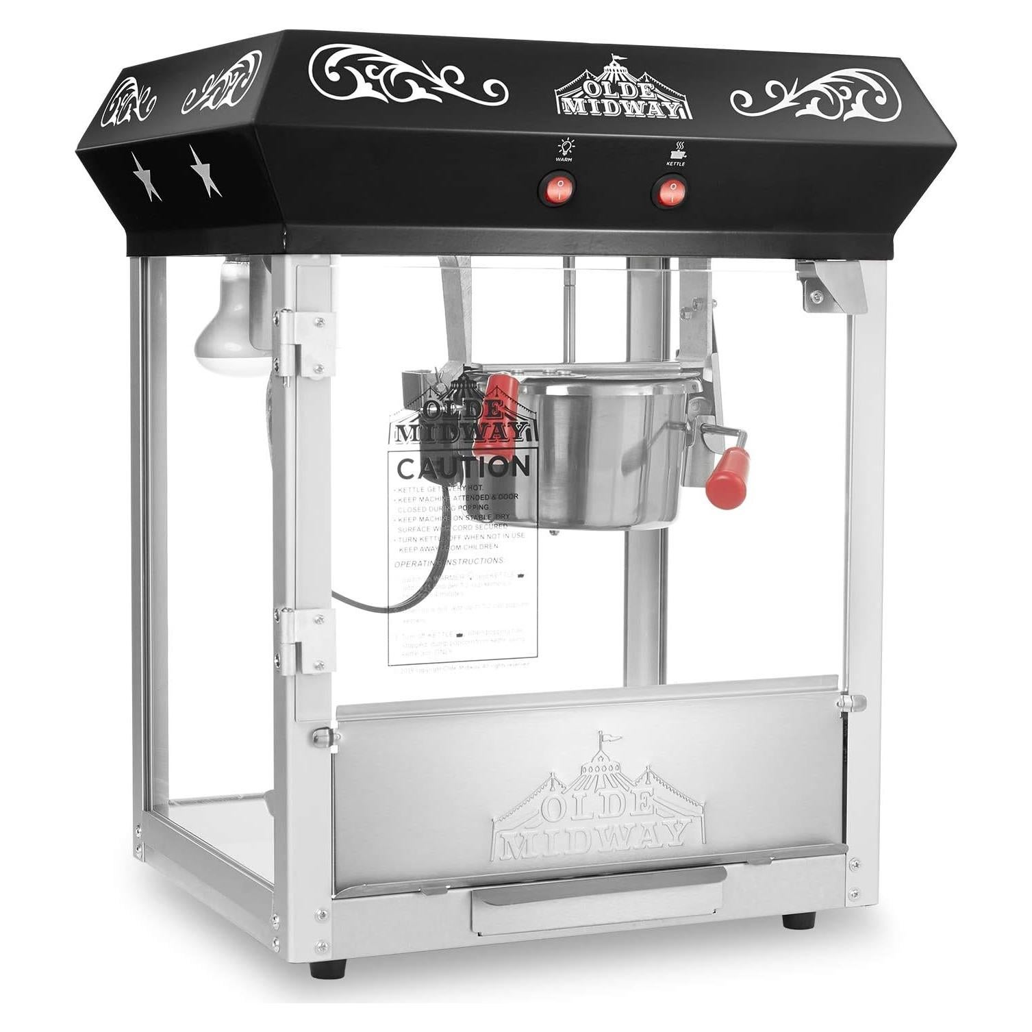 Máquina de Palomitas Olde Midway 6 Oz Negra - Estilo Retro