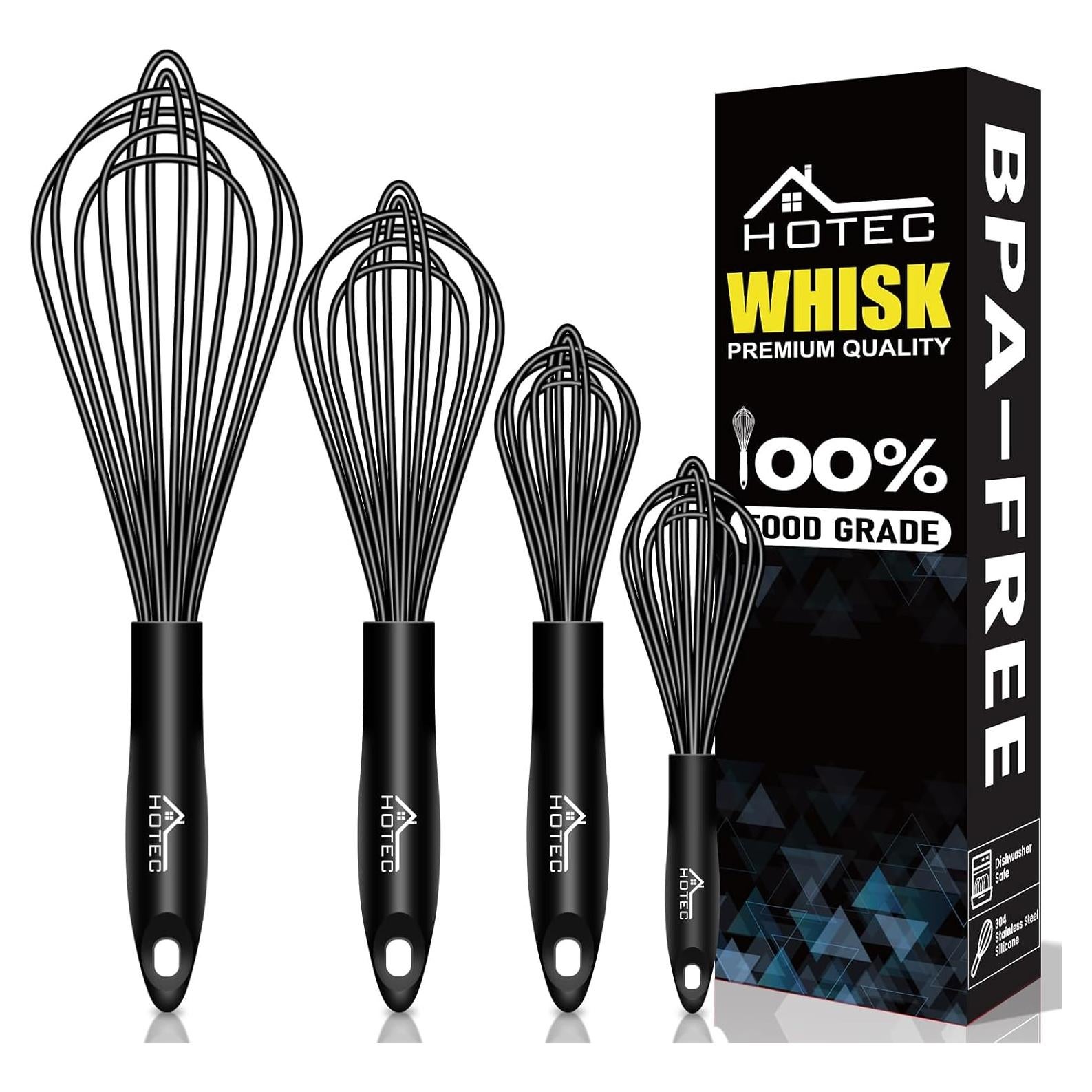 Juego de 4 Batidores de Silicona HOTEC - Antideslizantes y Resistentes