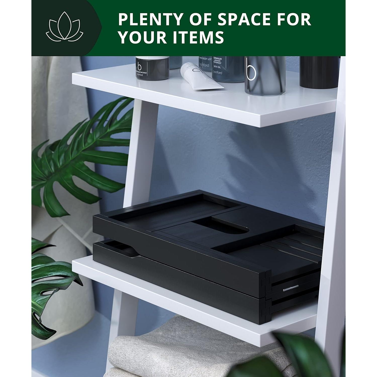 Bandeja de Baño Plegable Royal Craft Wood de Bambú Negro