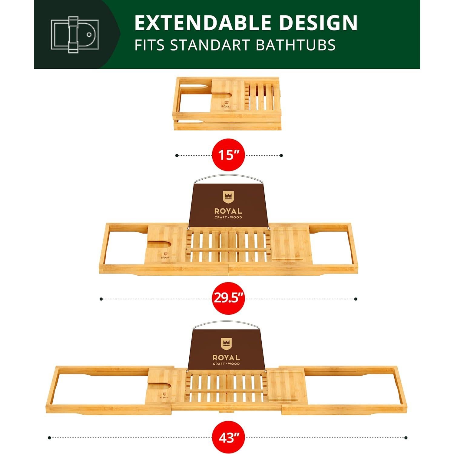 Bandeja de Baño Plegable Royal Craft Wood - Bambú Natural