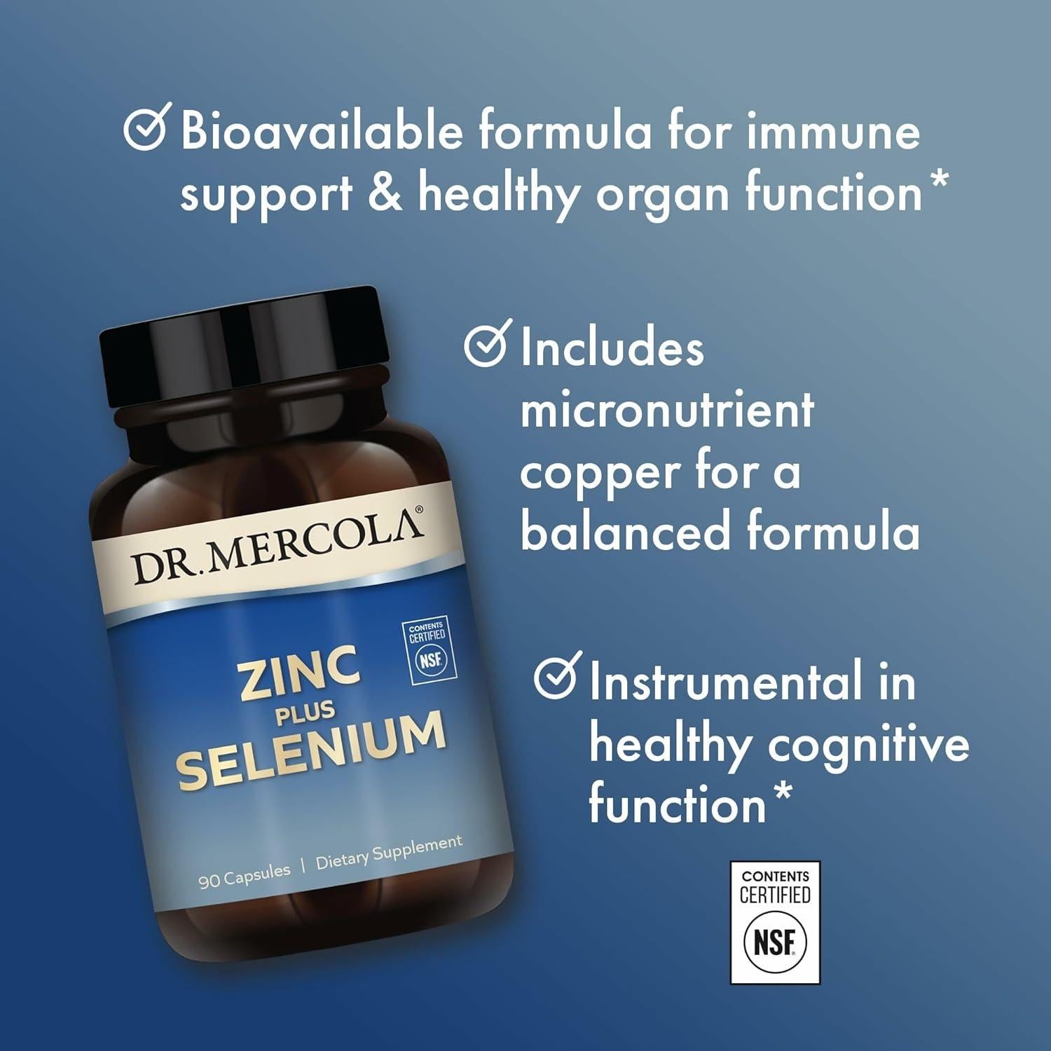 Suplemento Mineral Dr. Mercola Zinc Plus Selenio 90 Cápsulas
