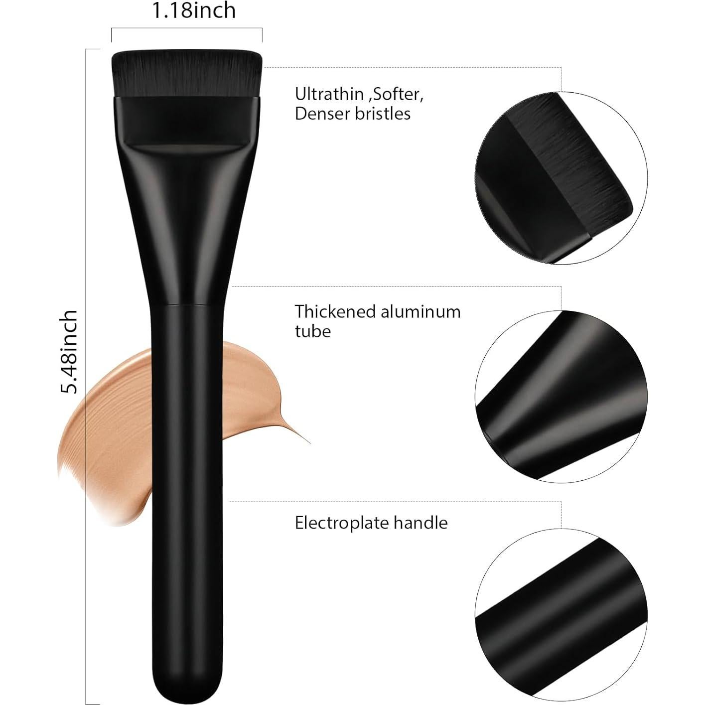 Brocha Plana para Base BEAUTYFACTOR - 2 Piezas, Cerdas Sintéticas