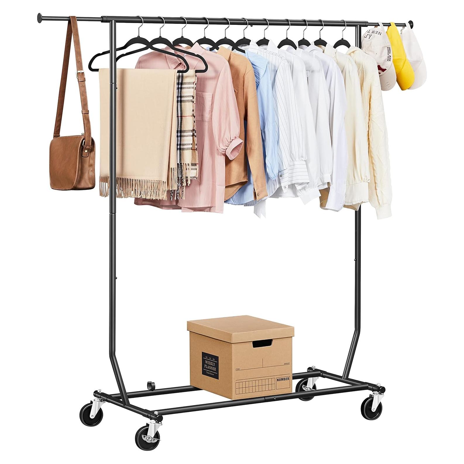 Soporte de Ropa Rodante Yaheetech Ajustable Negro 90.7 kg