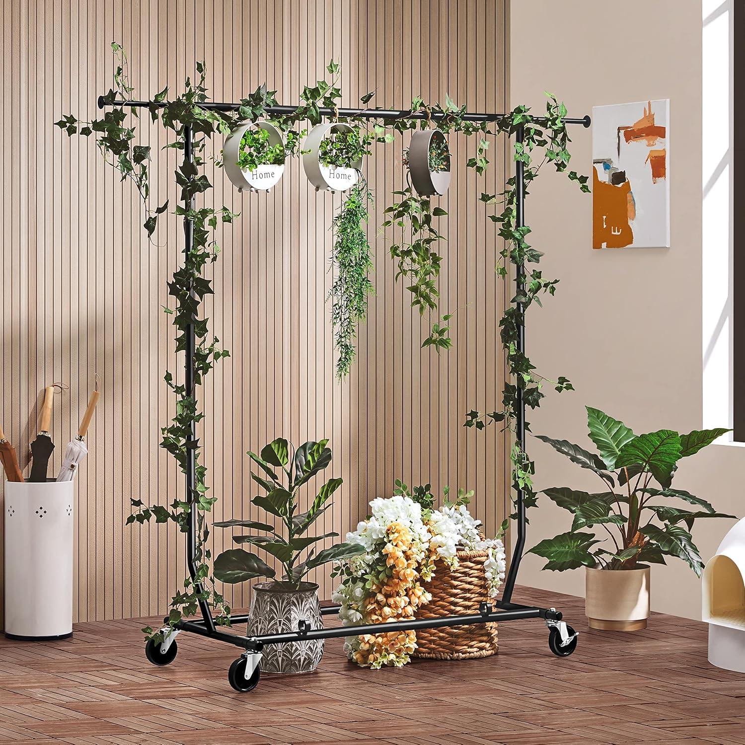 Soporte de Ropa Rodante Yaheetech Ajustable Negro 90.7 kg