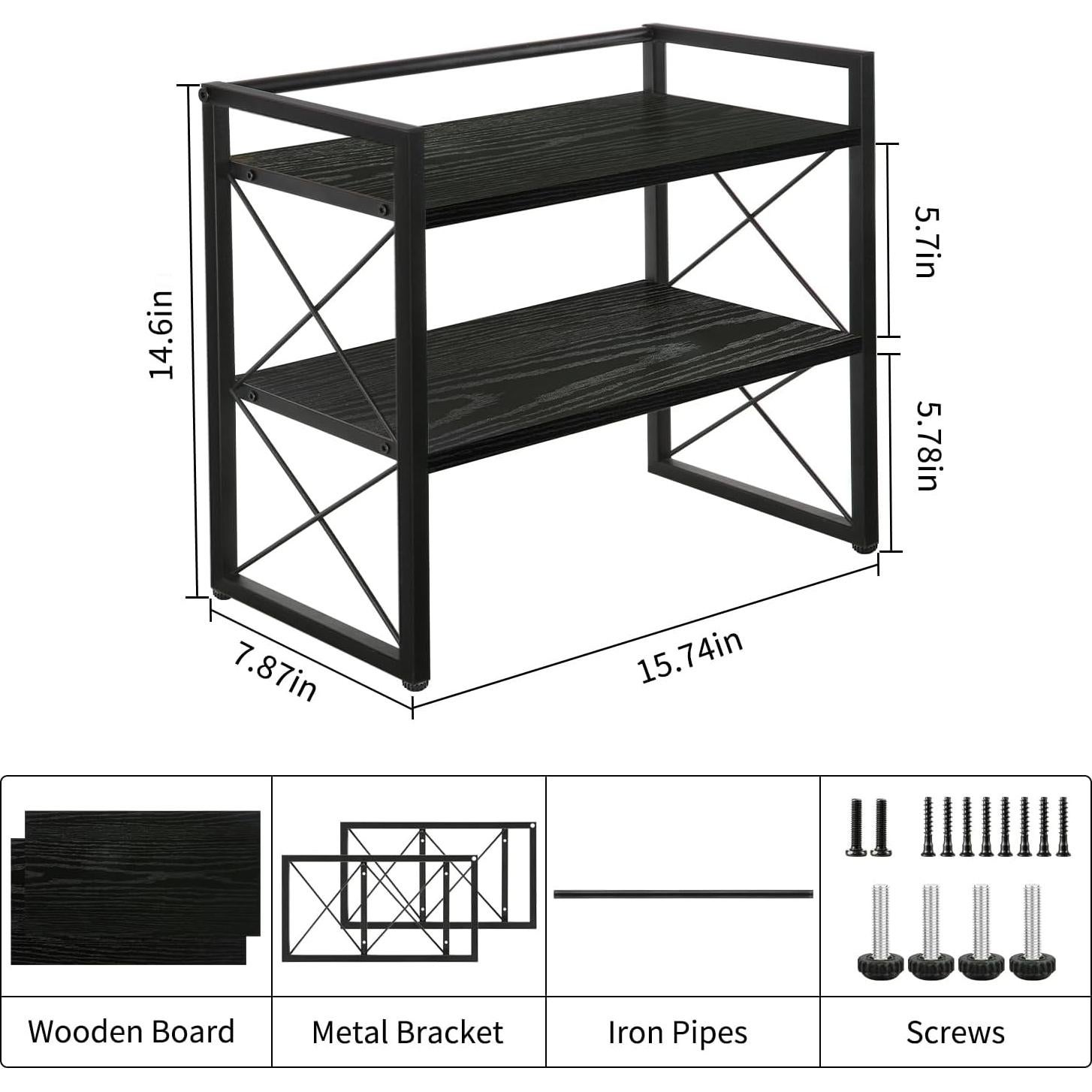 Organizador de Estante de Escritorio YINMIT 2 Niveles Madera Negro