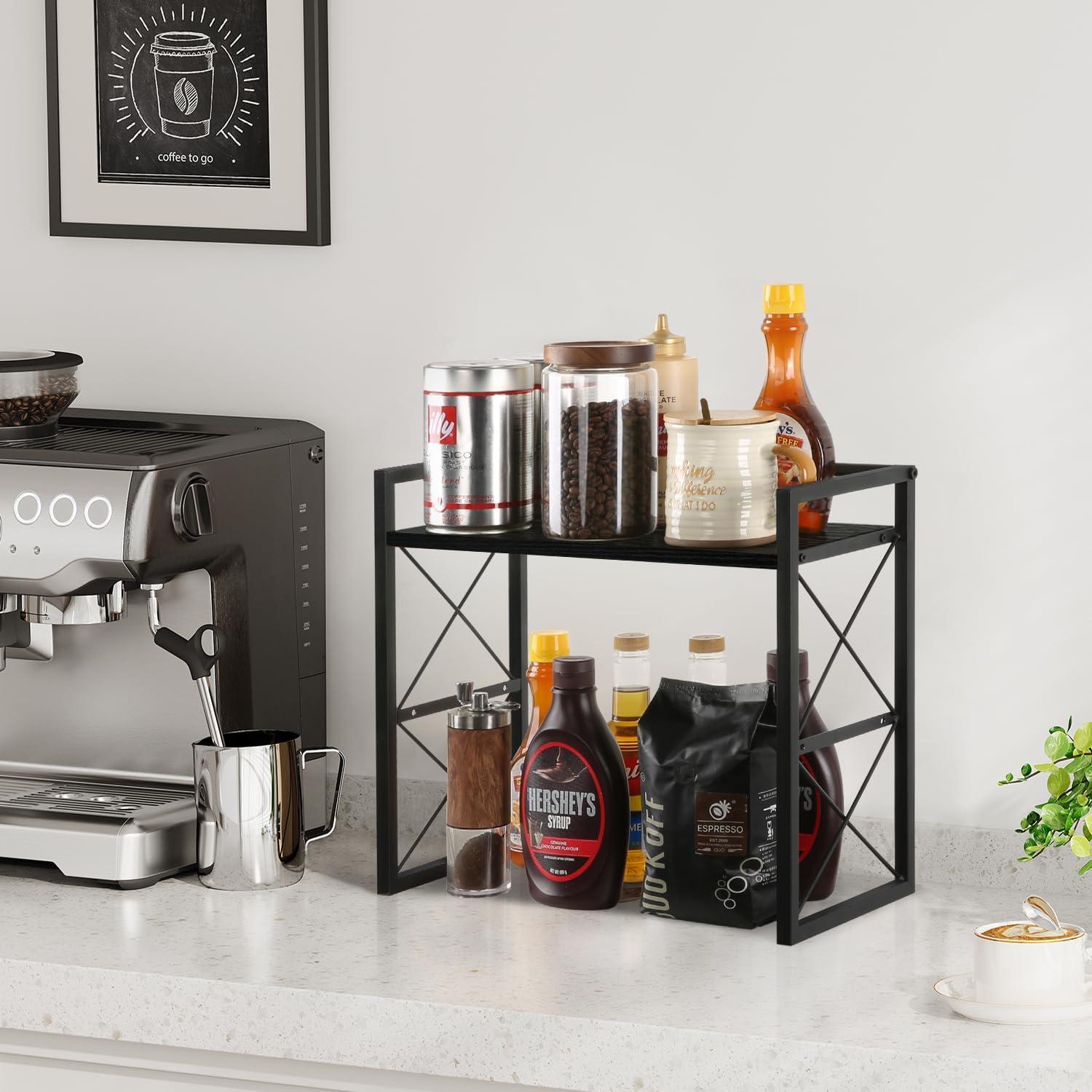 Organizador de Estante de Escritorio YINMIT 2 Niveles Madera Negro