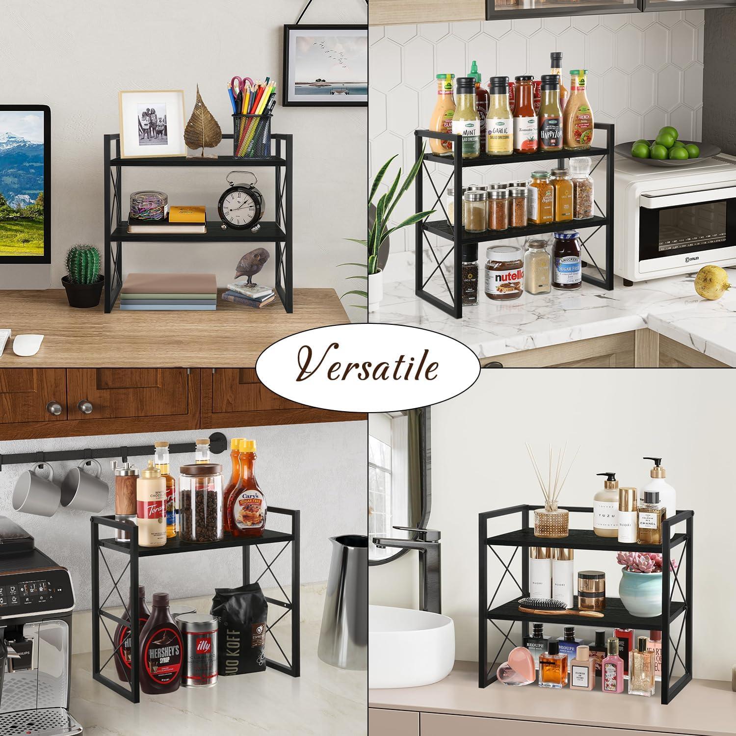 Organizador de Estante de Escritorio YINMIT 2 Niveles Madera Negro