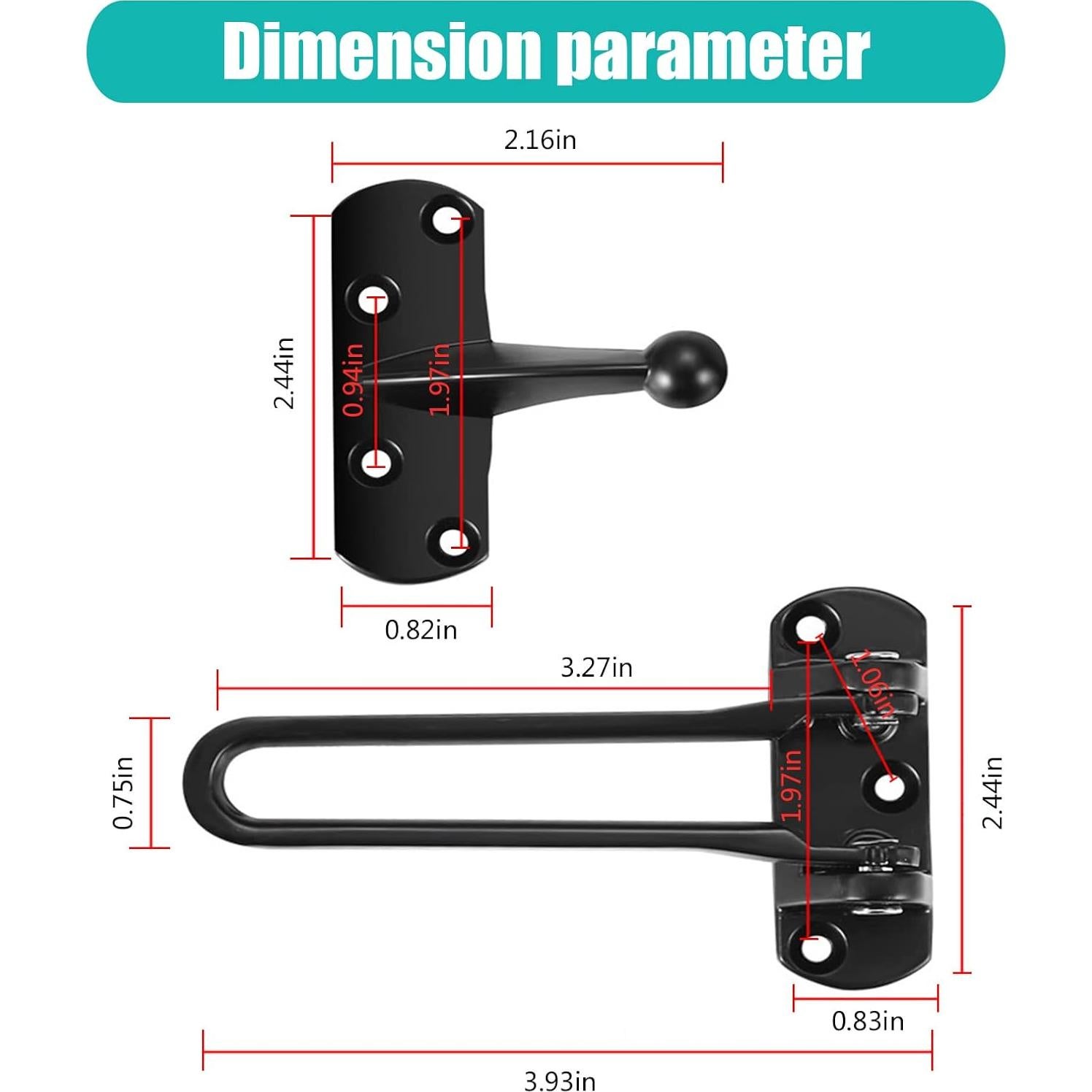 Cerradura de Barra Oscilante Tsinc Negra - 2 Paquetes Seguridad Niños