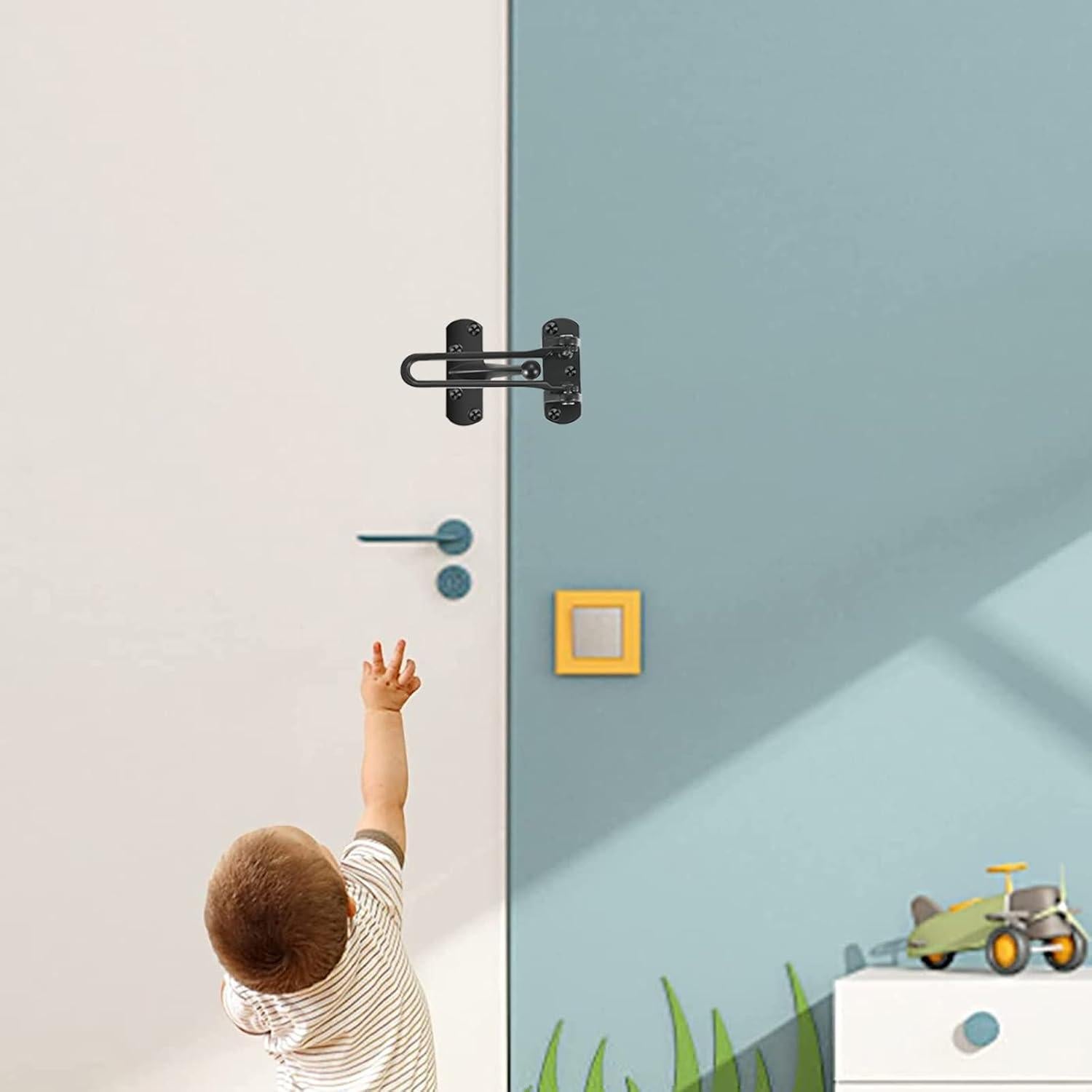 Cerradura de Barra Oscilante Tsinc Negra - 2 Paquetes Seguridad Niños