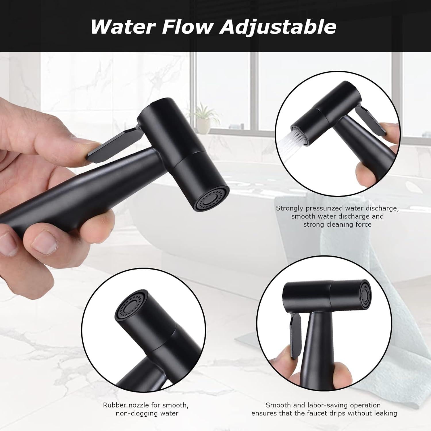 Kit Rociador de Bidet Loschen Acero Inoxidable 1.5m Negro