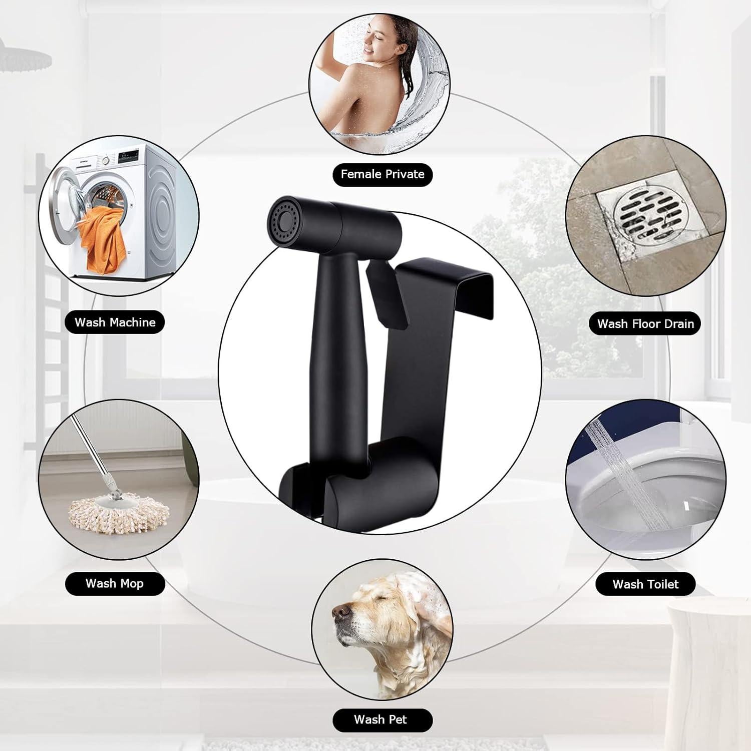 Kit Rociador de Bidet Loschen Acero Inoxidable 1.5m Negro