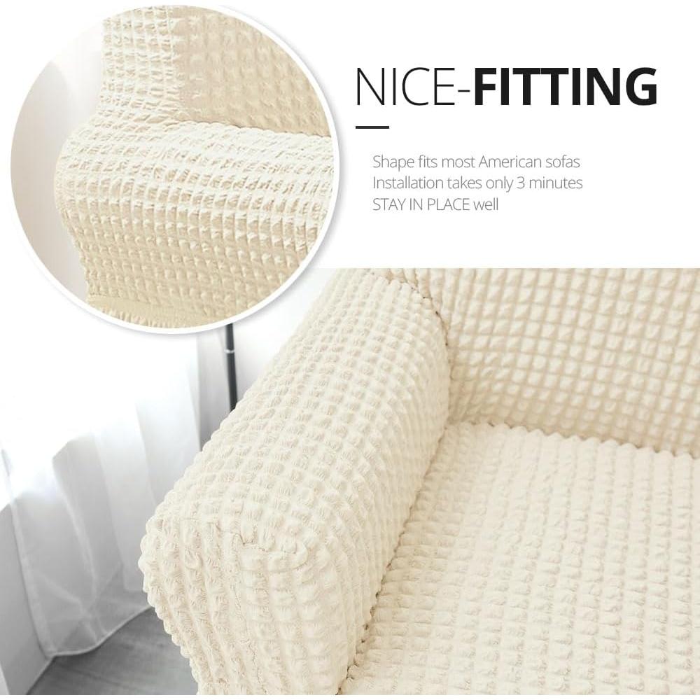 Funda de Sofá Loveseat NICEEC Beige 2 Asientos Alta Elasticidad