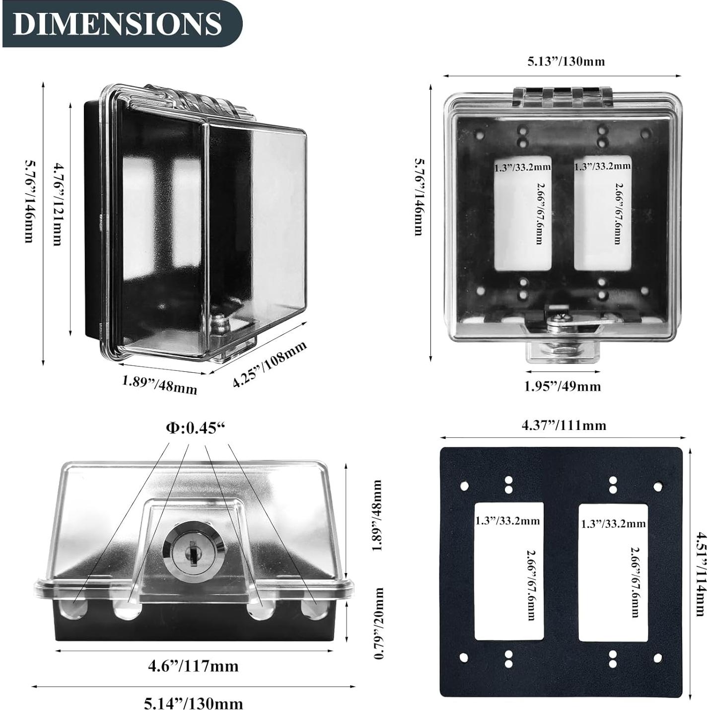 Caja de Cubierta de Salida Doble de Seguridad para Bebés - 2-Gang