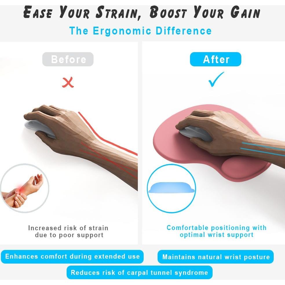 Alfombrilla de Ratón Ergonómica DEMON CHEST Rosa con Gel