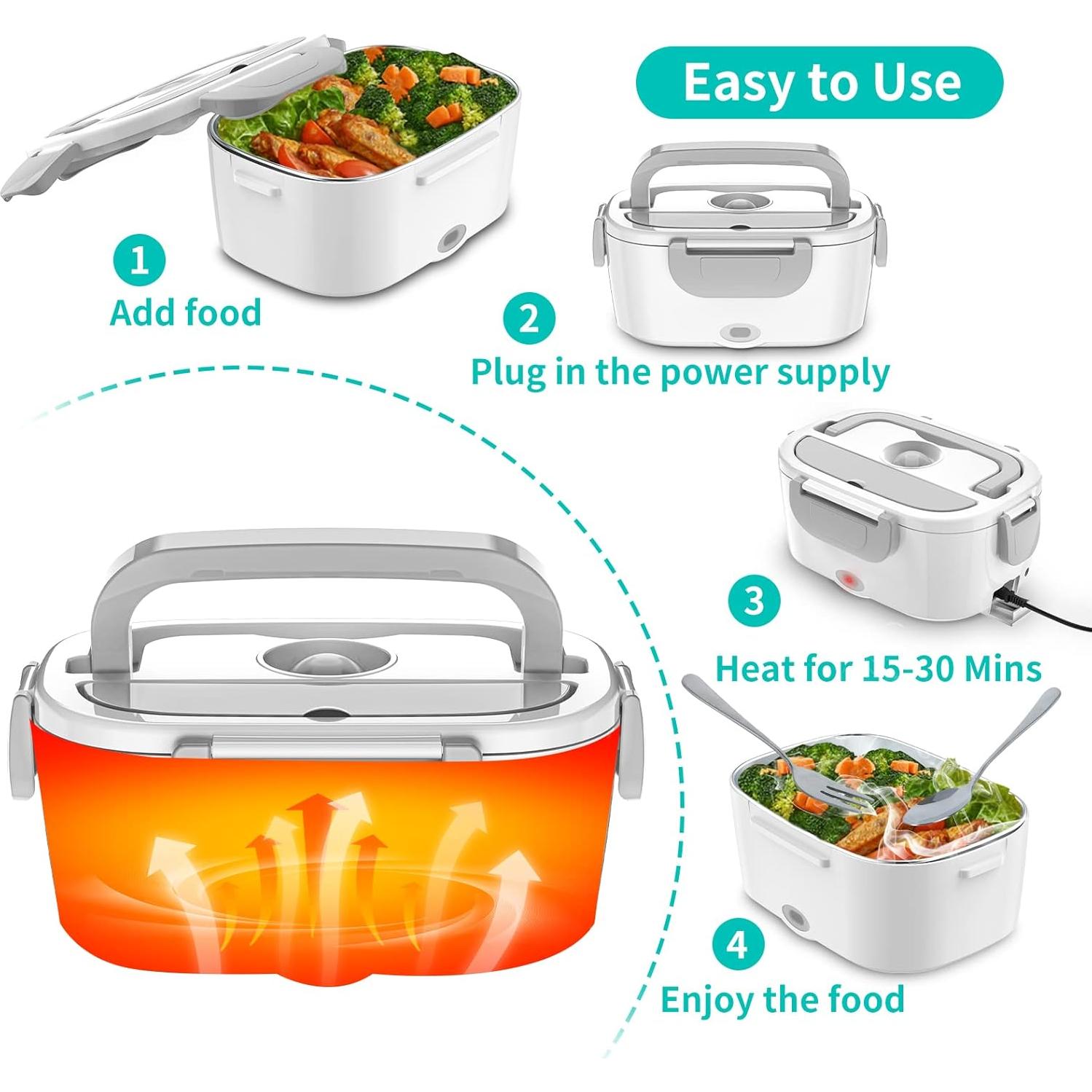 Caja de Almuerzo Eléctrica Charmdoo 1.5L 80W Portátil