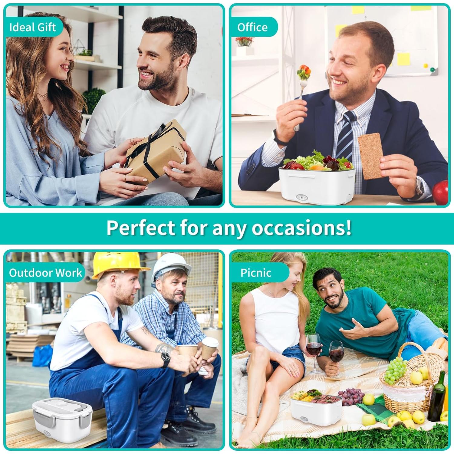 Caja de Almuerzo Eléctrica Charmdoo 1.5L 80W Portátil