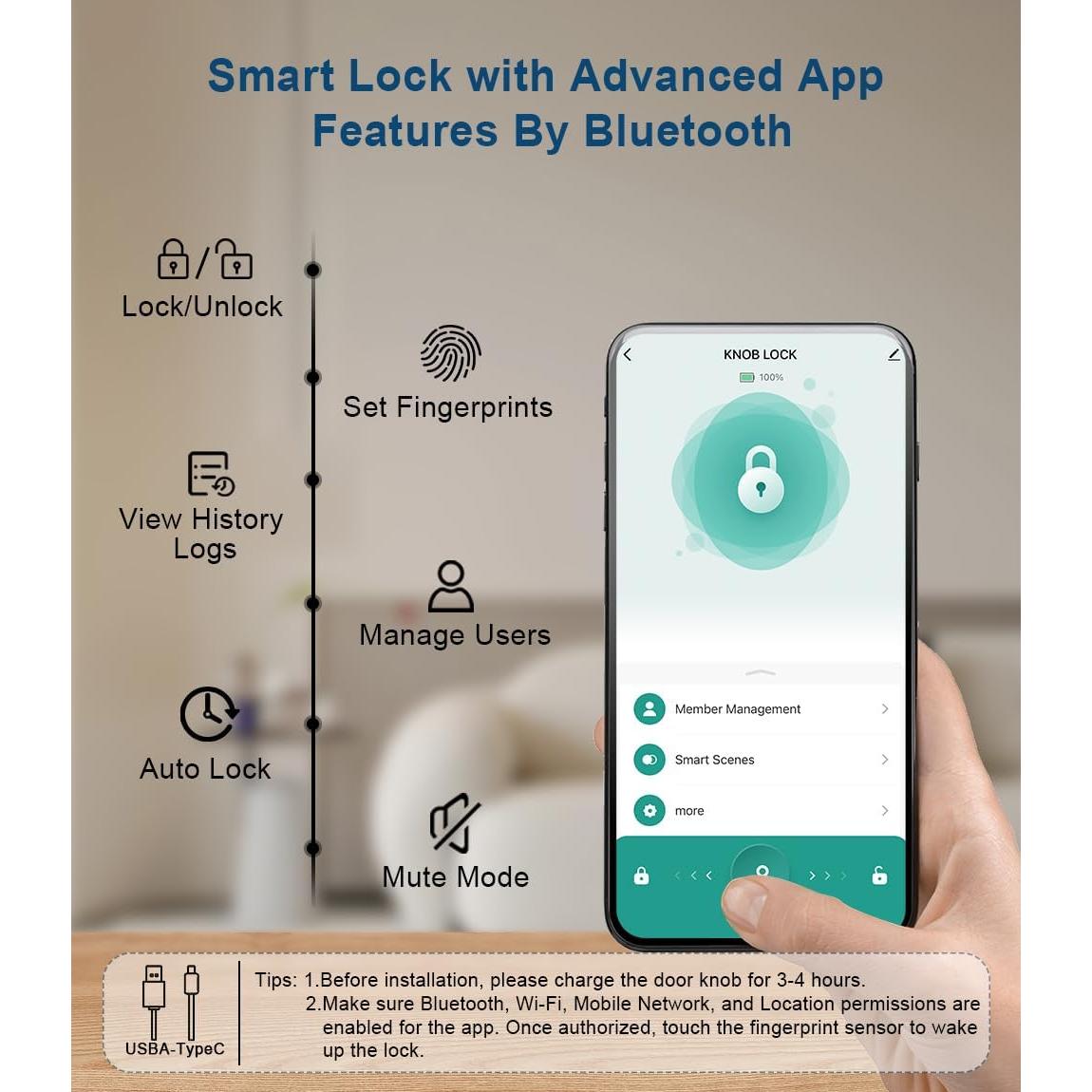 Cerradura Inteligente KLLOQUE K10plus con Huella Dactilar y App