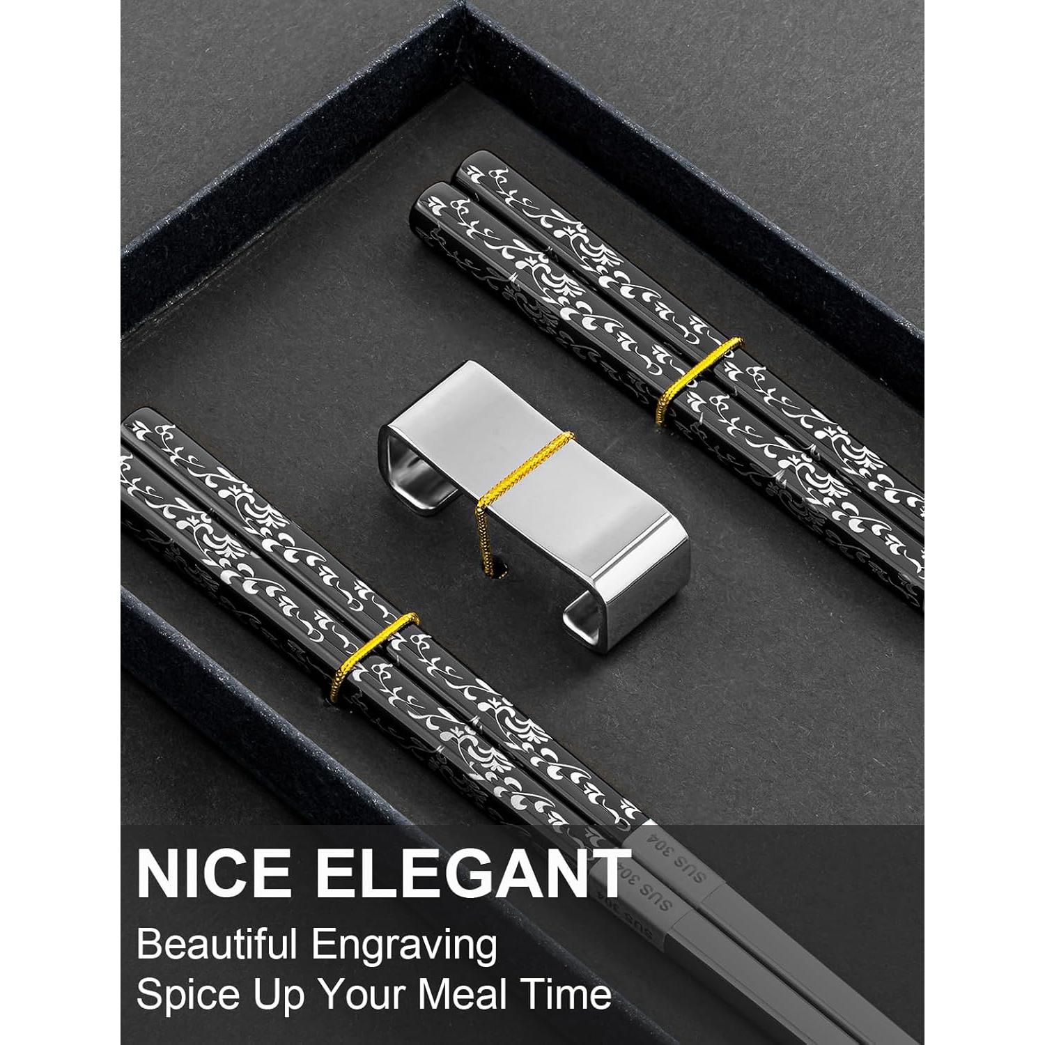 Palillos Reutilizables de Acero Inoxidable FOFAYU 23.5 cm 2 Pares