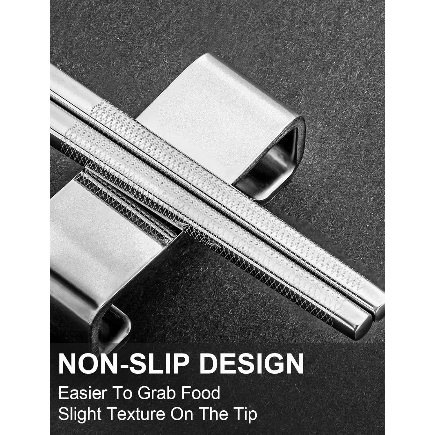 Palillos Reutilizables de Acero Inoxidable FOFAYU 23.5 cm 2 Pares