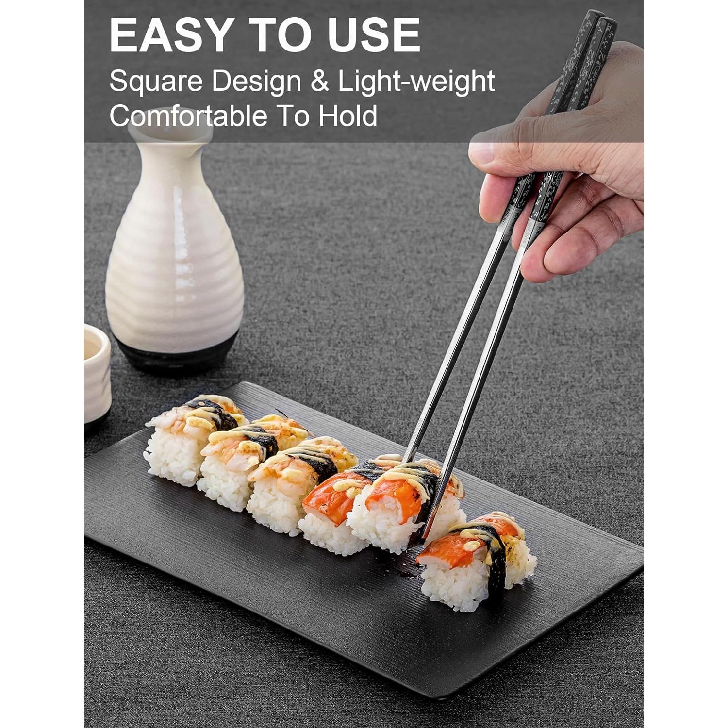 Palillos Reutilizables de Acero Inoxidable FOFAYU 23.5 cm 2 Pares