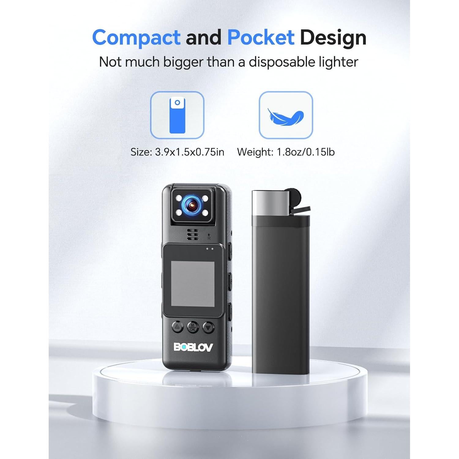 Cámara Corporal BOBLOV A23 1080P con 9 Horas de Batería