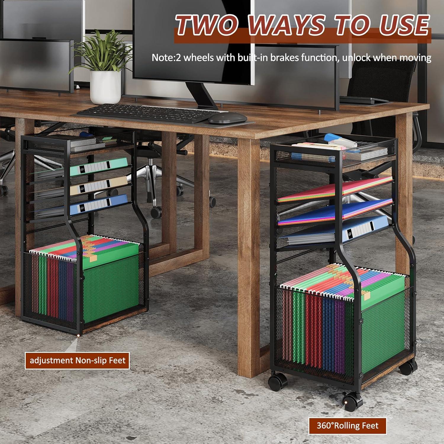 Carro de Archivo Rodante 5 Niveles 3IngSeagulls Marrón