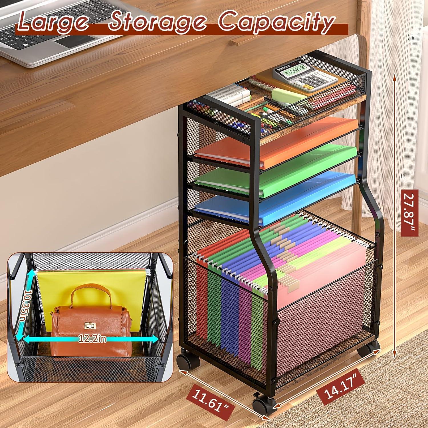 Carro de Archivo Rodante 5 Niveles 3IngSeagulls Marrón