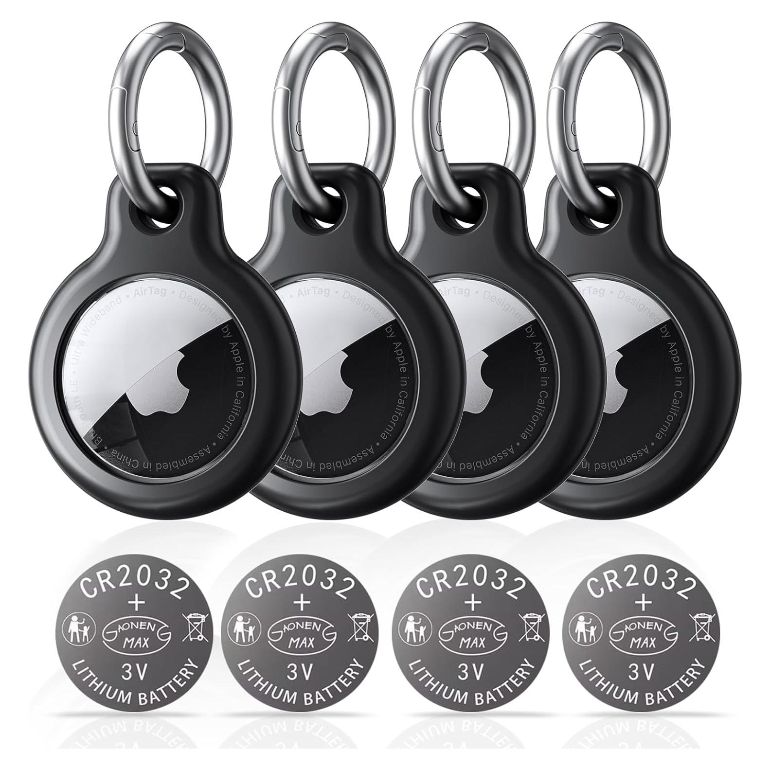 Soporte impermeable para Air Tag con llavero y 4 baterías CR2032