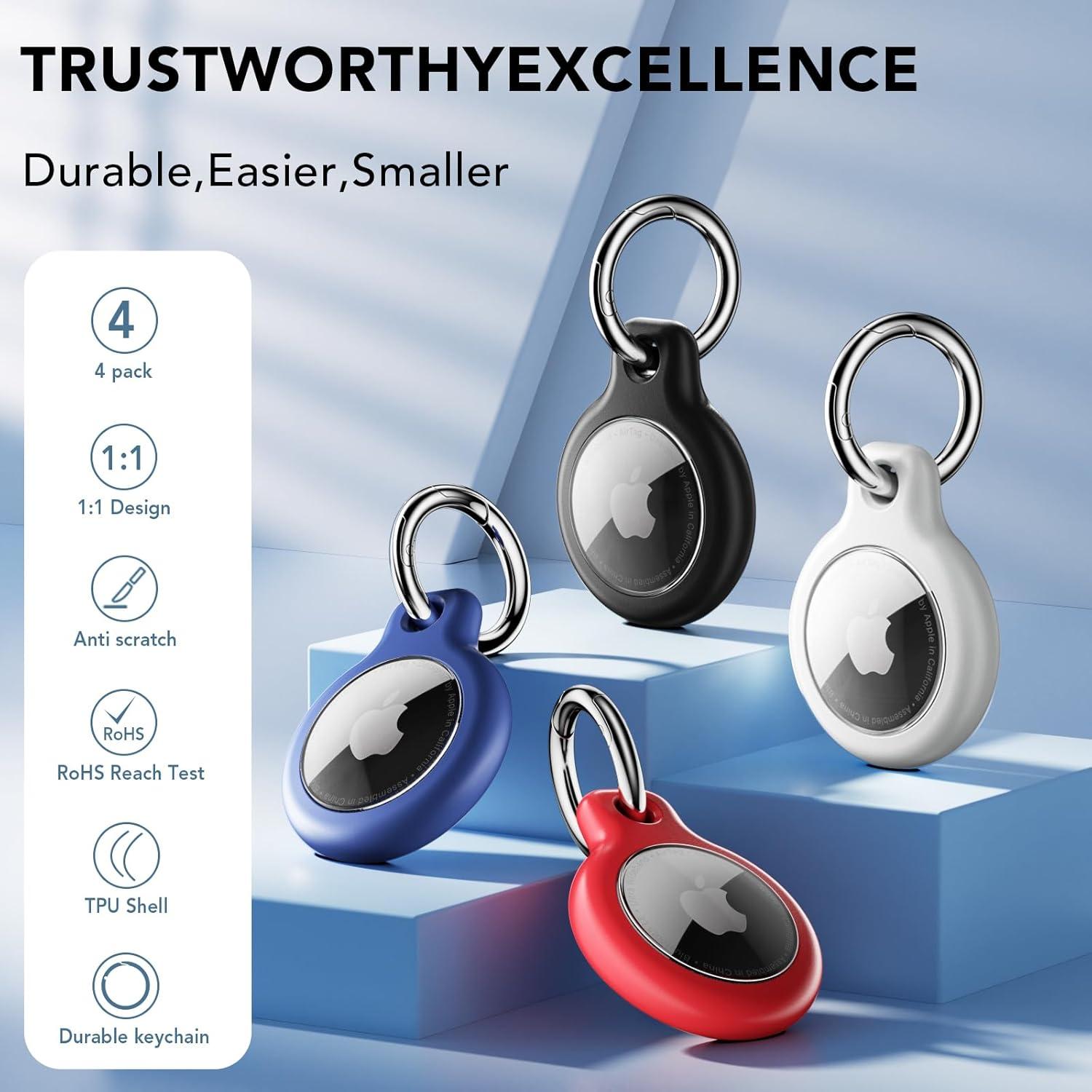 Soporte impermeable para Air Tag con llavero y 4 baterías CR2032