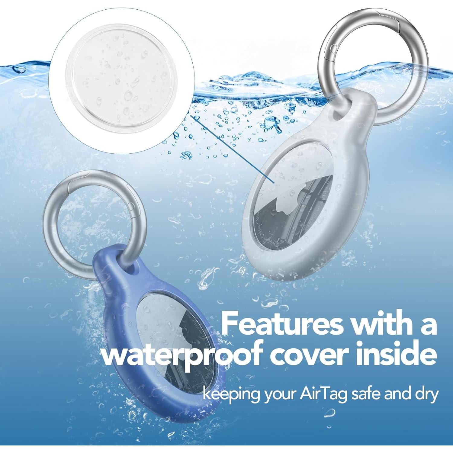 Soporte impermeable para Air Tag con llavero y 4 baterías CR2032