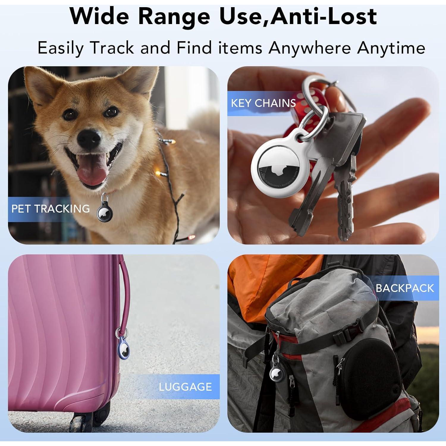 Soporte impermeable para Air Tag con llavero y 4 baterías CR2032