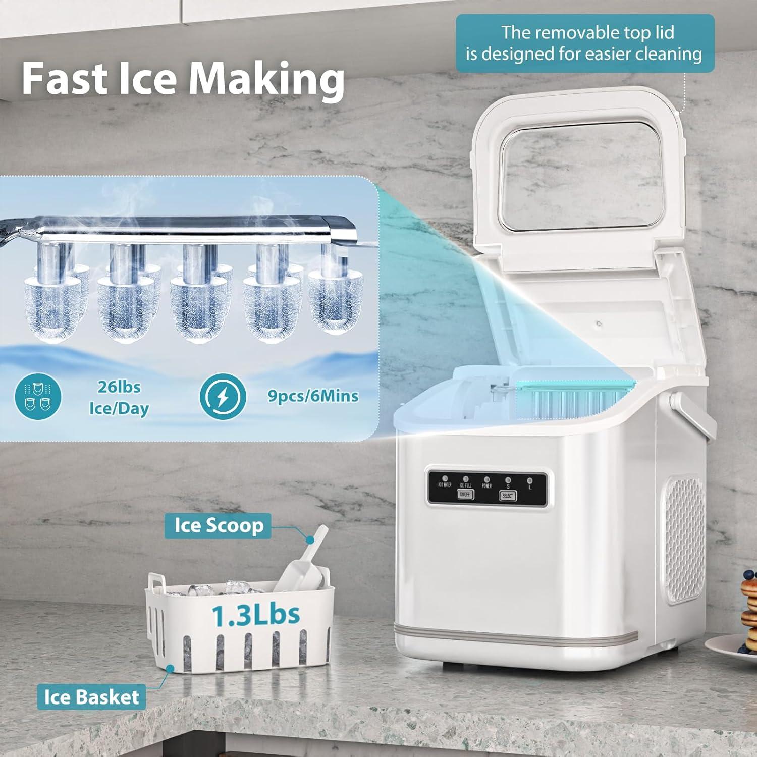 Máquina de Hielo Electactic Compacta 9 Cubos en 6 Minutos