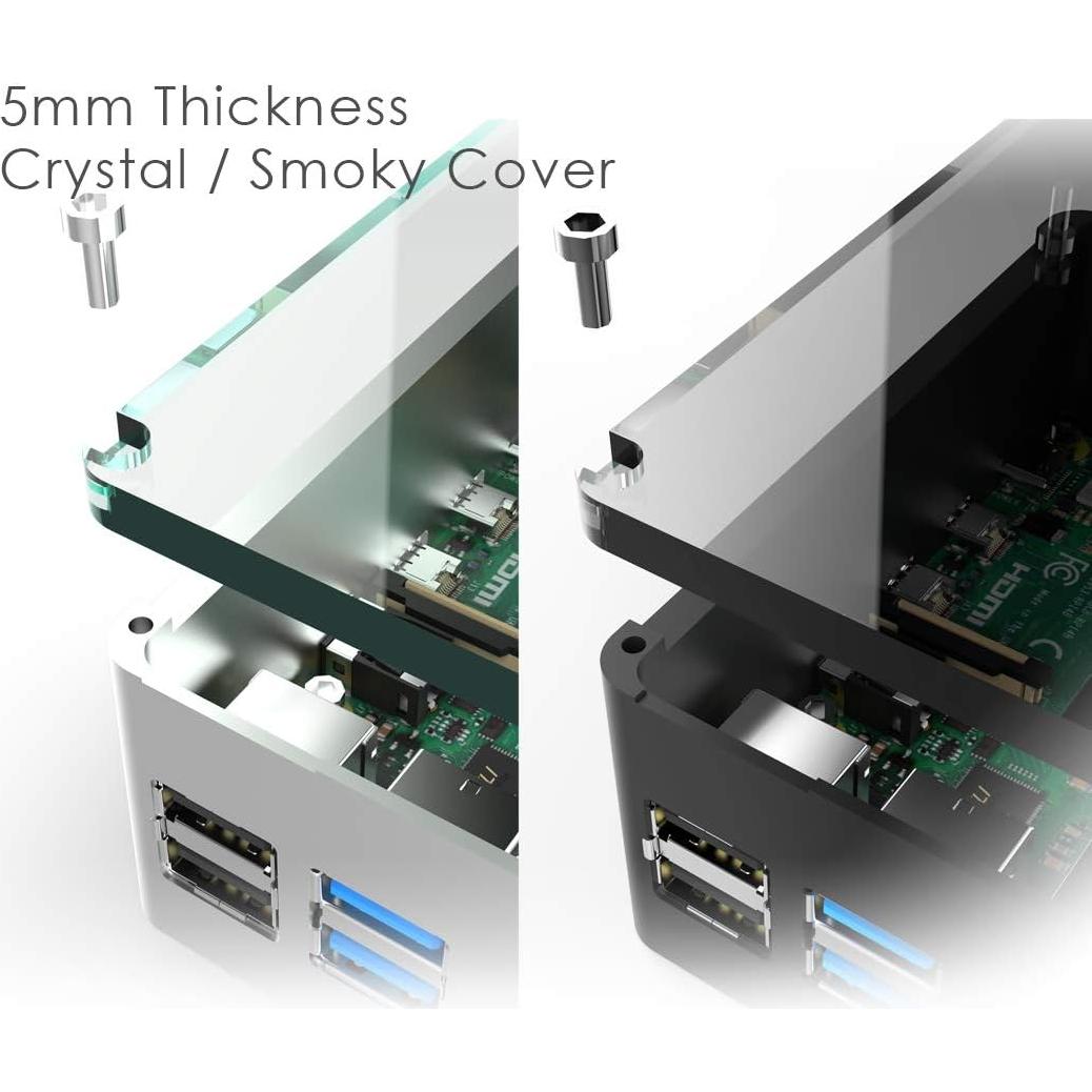 Caja de Aluminio Extra Alta Anidees para Raspberry Pi 4 B - Plata