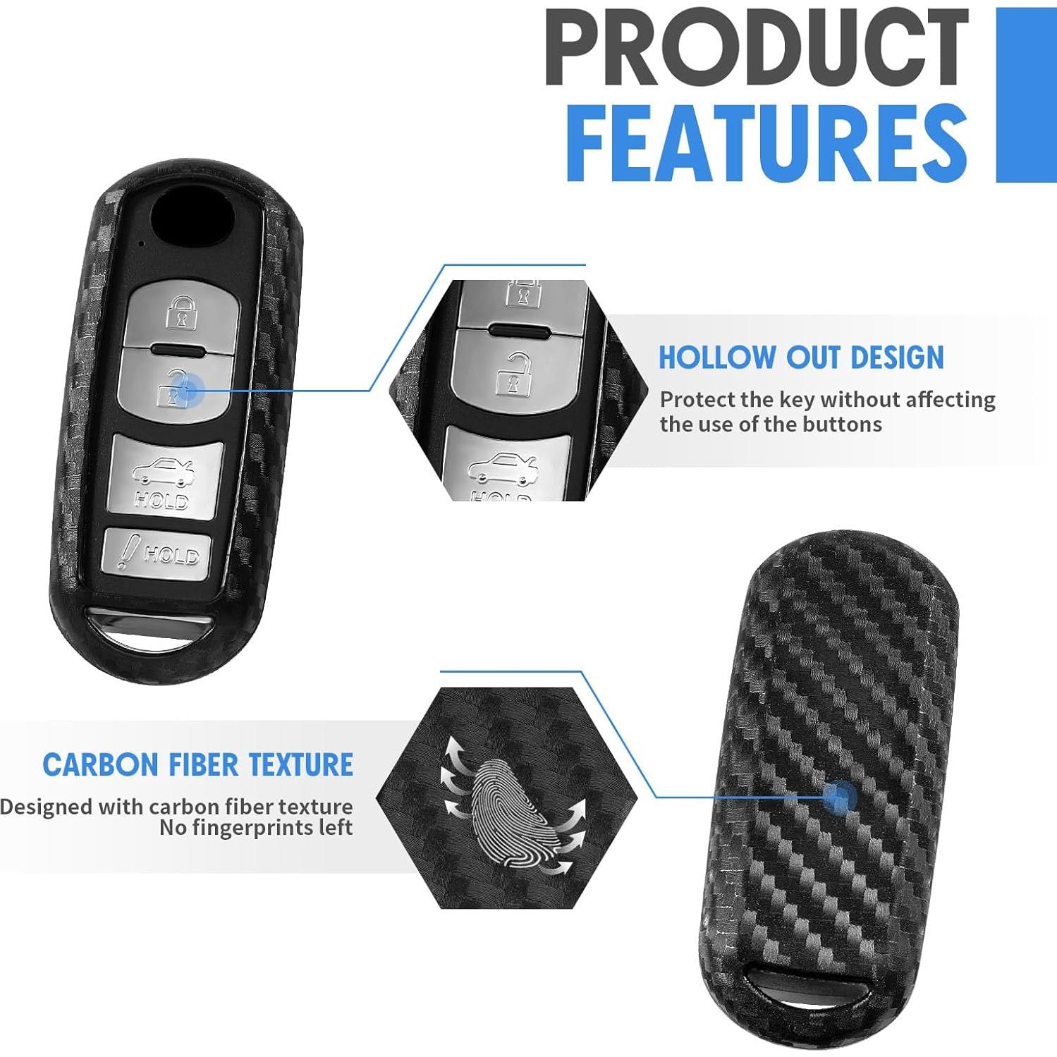 Funda de Llave Silicona Fibra de Carbono WORCAS Mazda Fiat