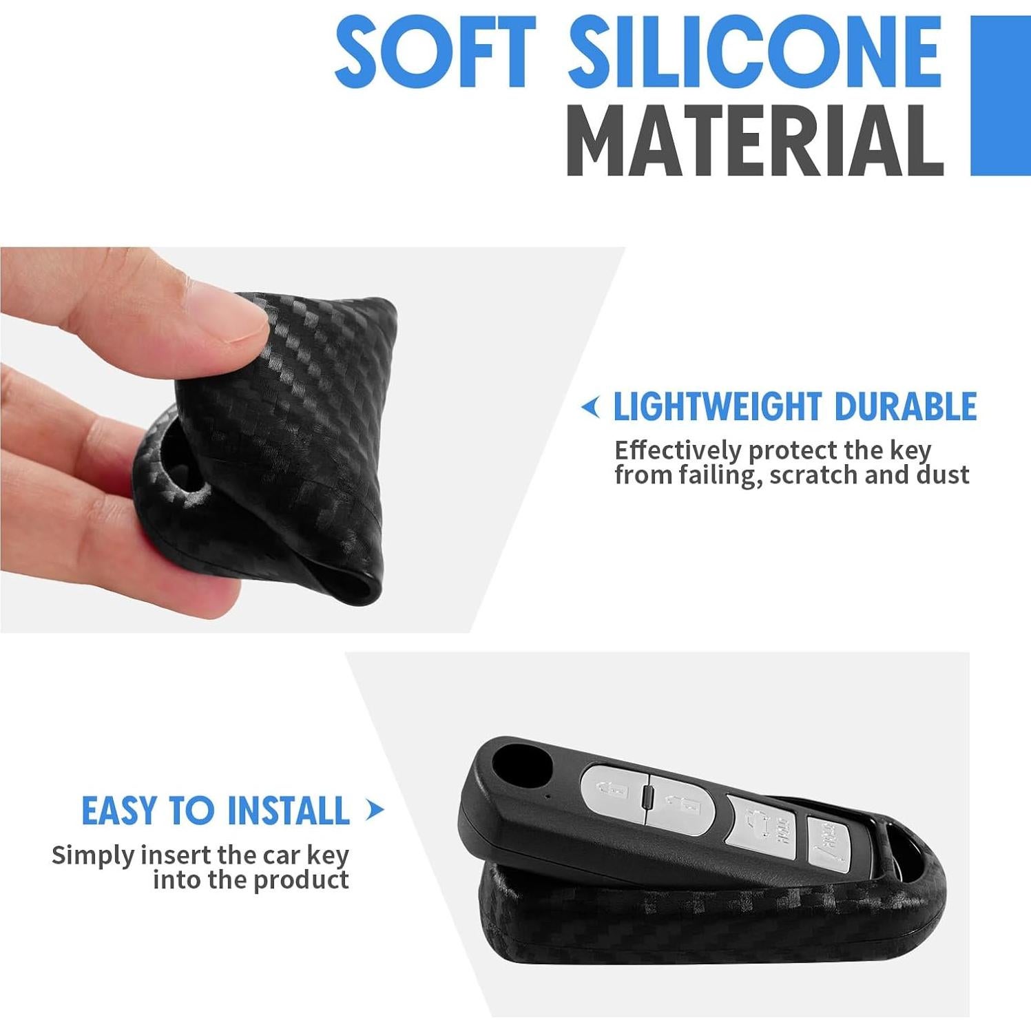 Funda de Llave Silicona Fibra de Carbono WORCAS Mazda Fiat