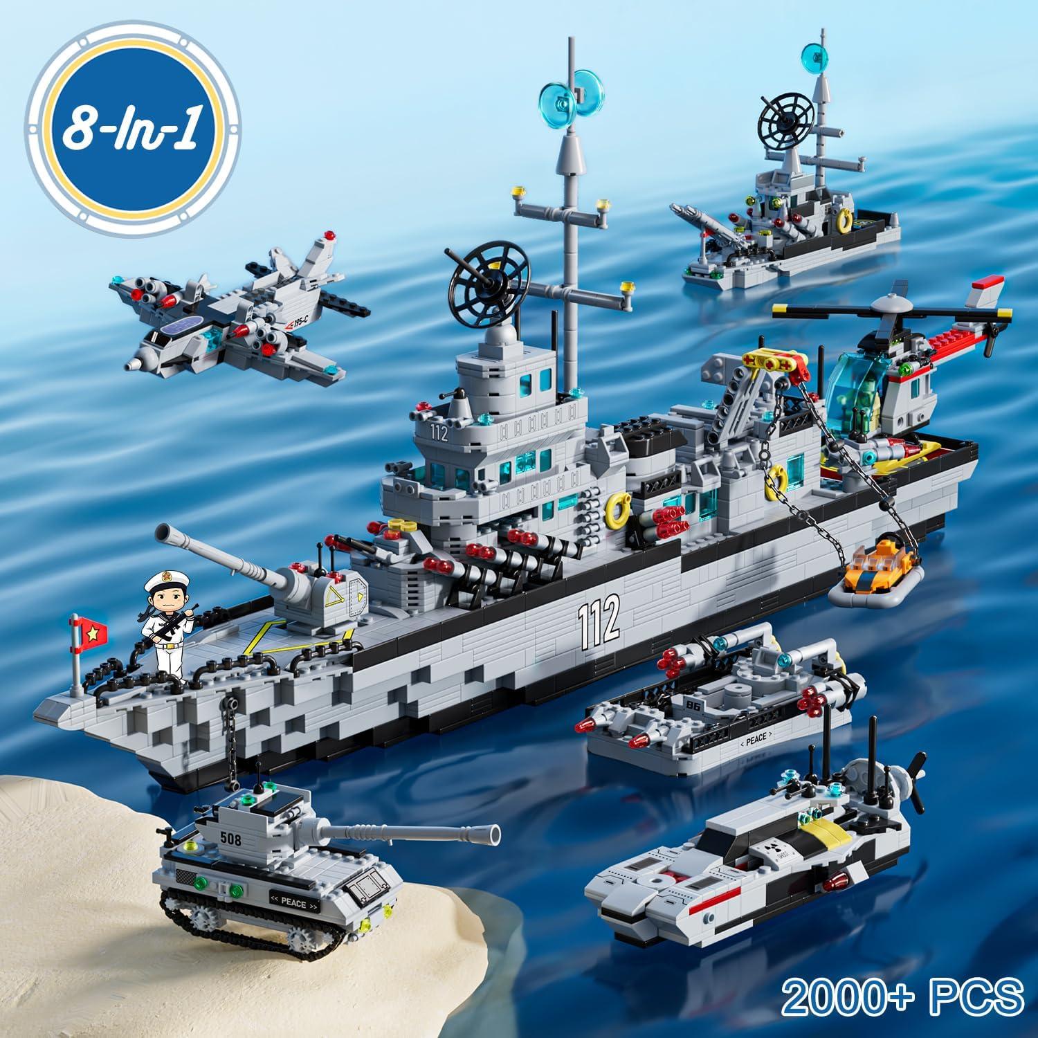 Juego de Construcción Acorazado Militar PinkBee 80 cm 8-en-1