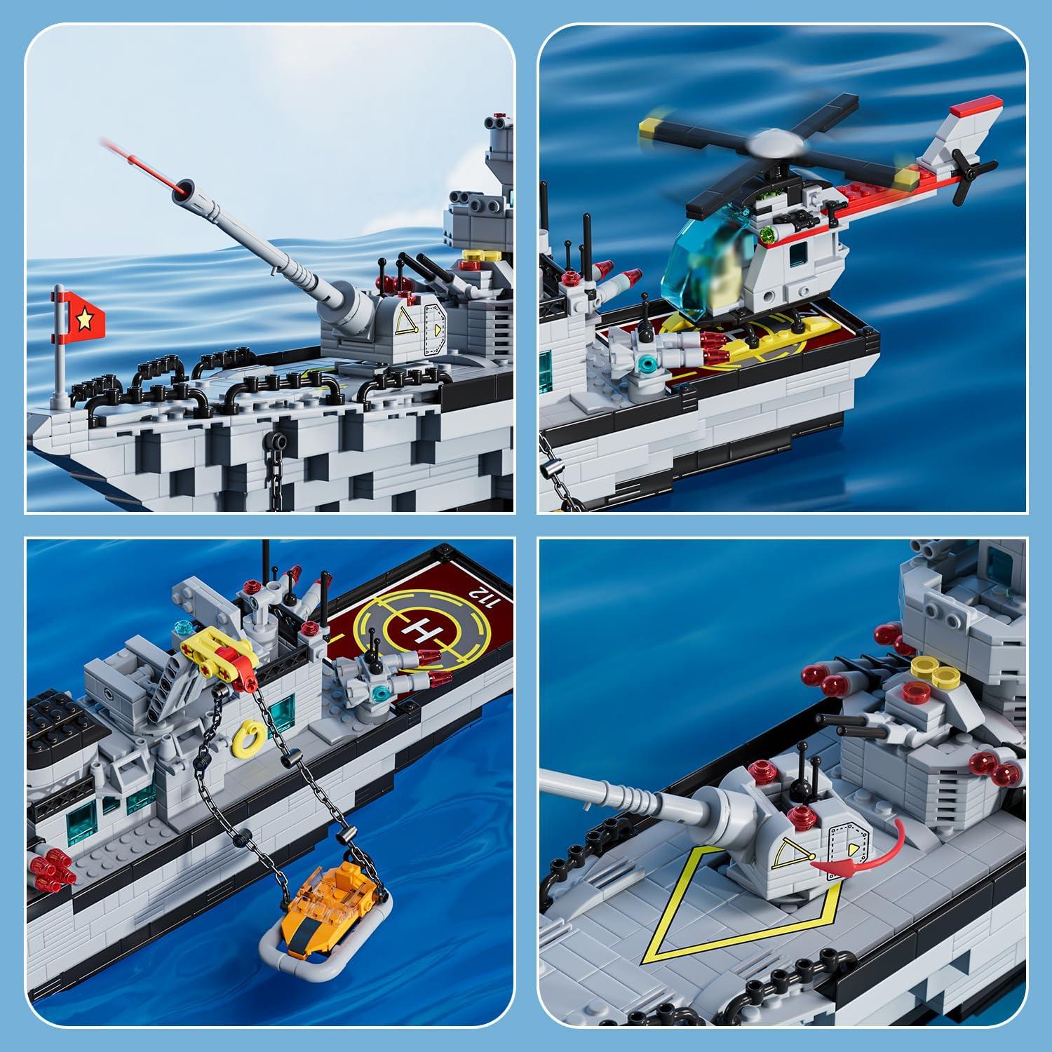 Juego de Construcción Acorazado Militar PinkBee 80 cm 8-en-1