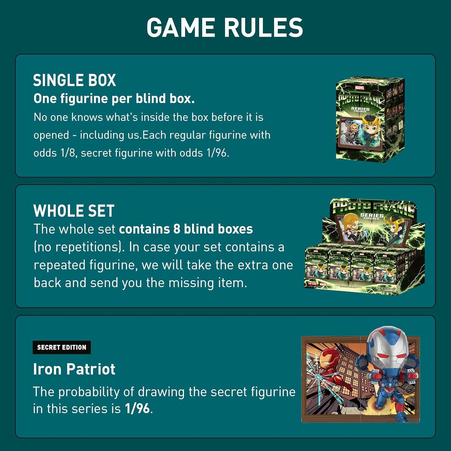 POP MART Disney Marvel Photo Frame Series Figures, Disney Marvel Blind Box Figures, Random Design Action Figures Collectible Toys Home Decorations, Holiday Birthday Gifts, Whole Set