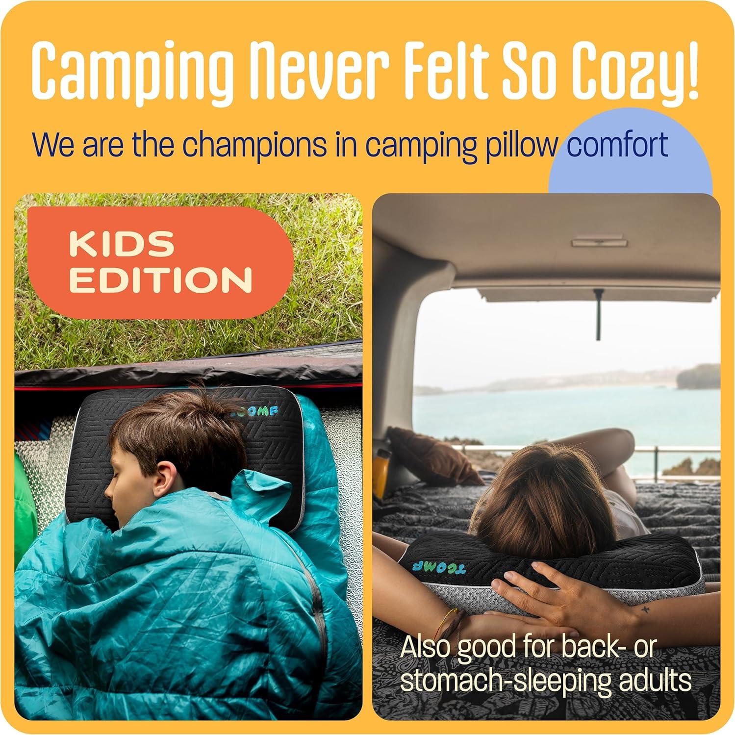 Almohada de Camping TCOMF para Niños 25x40 cm Espuma Memoria