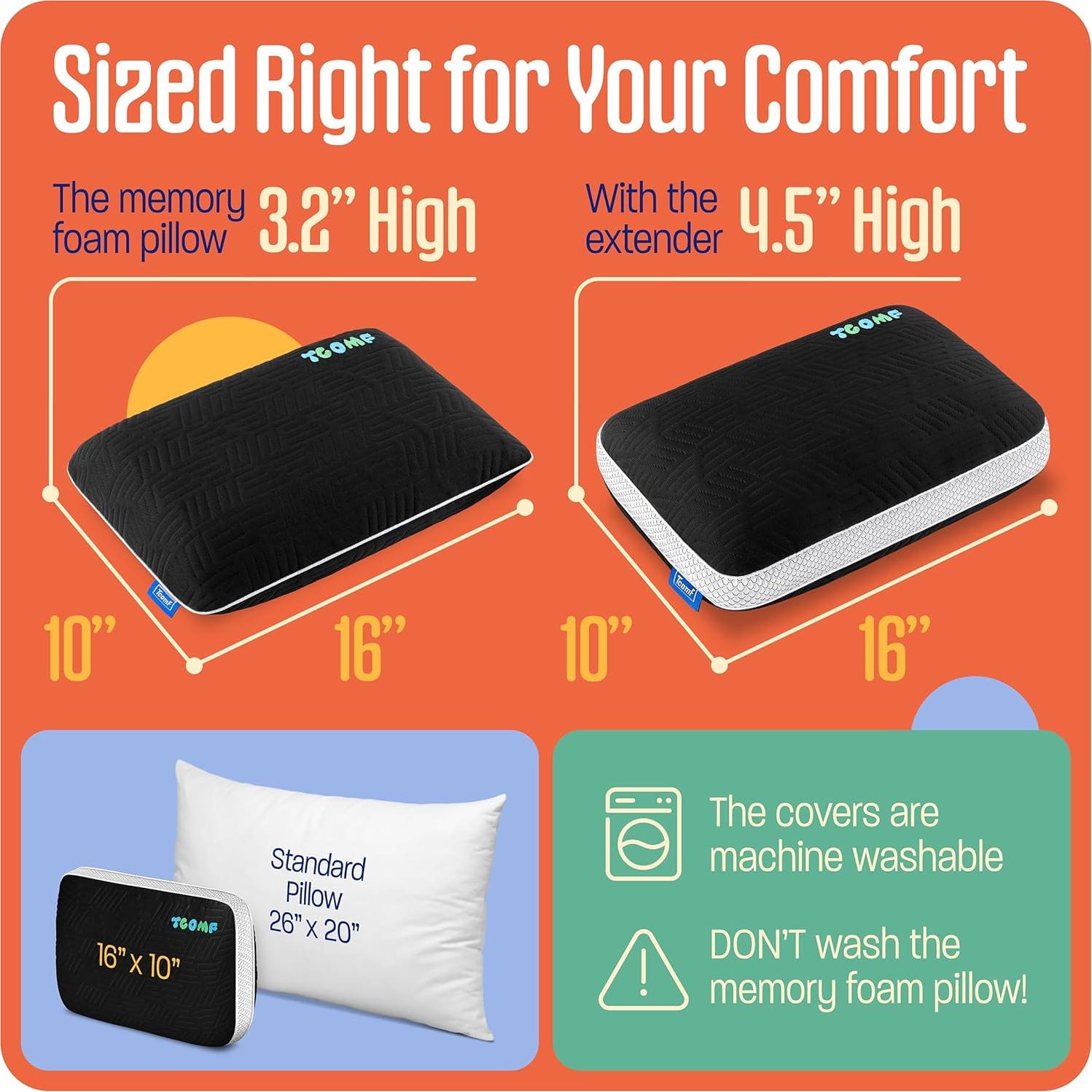 Almohada de Camping TCOMF para Niños 25x40 cm Espuma Memoria