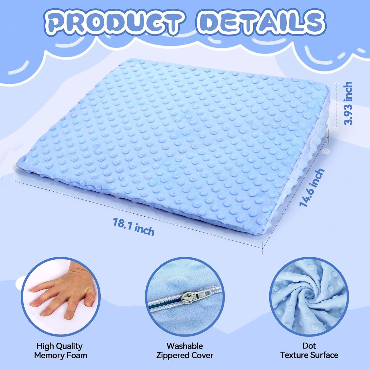 Cojín en Cuña BlissfulAbode Azul para Niños - Espuma Viscoelástica