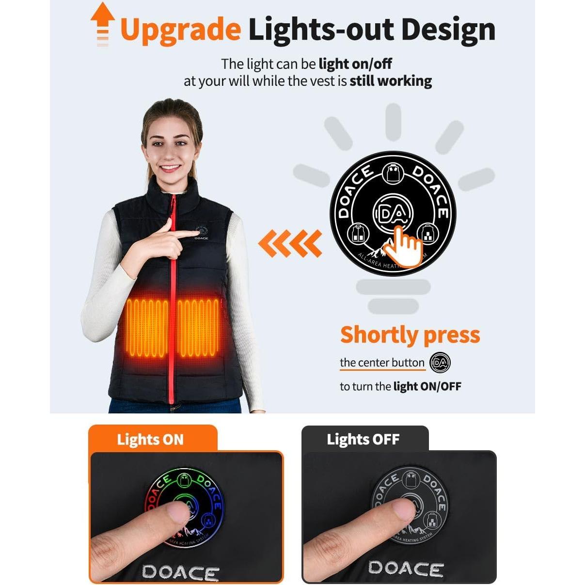 Chaleco Térmico DOACE Unisex Eléctrico Recargable 8 Zonas